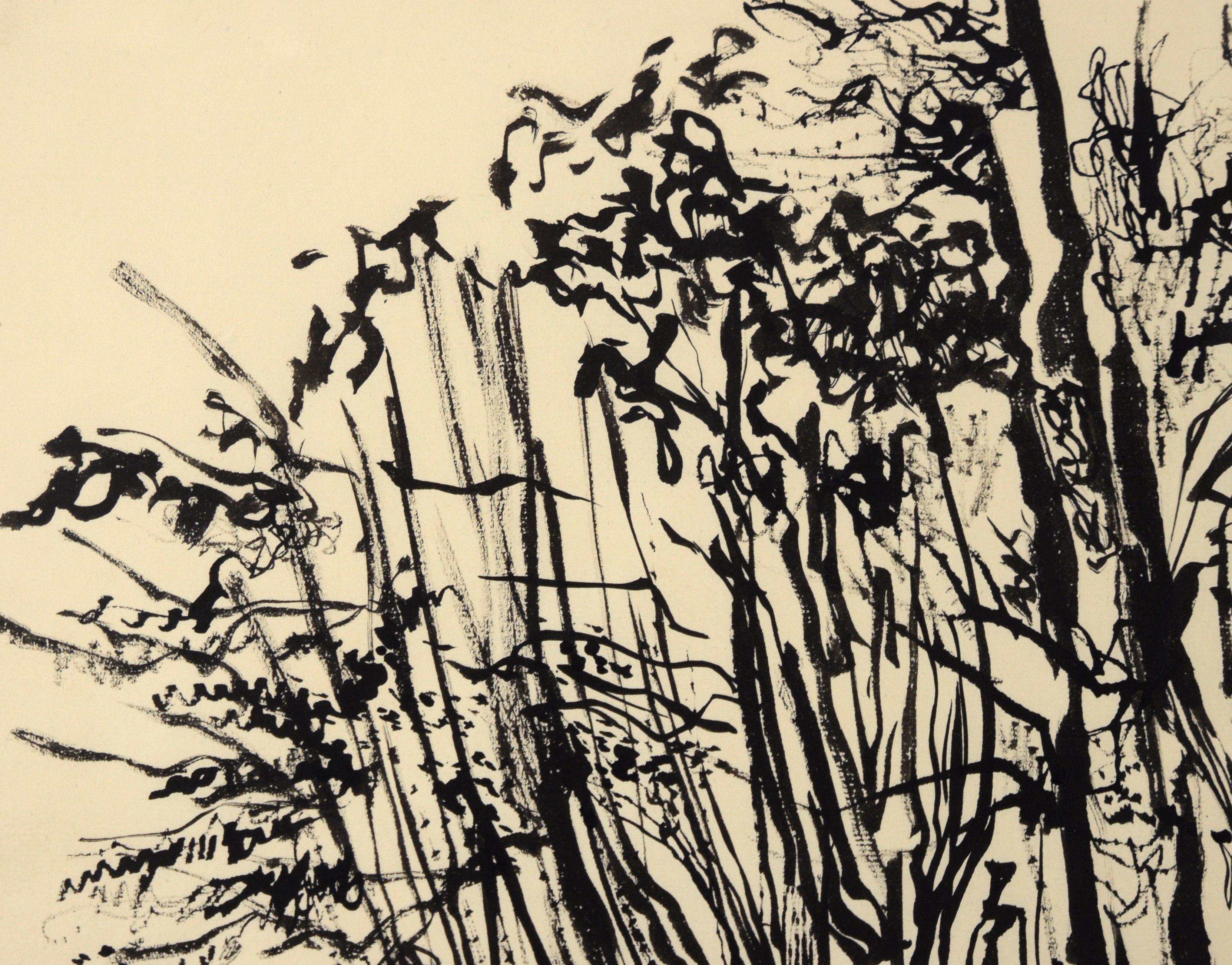 Paesaggio forestale in inchiostro Sumi su carta - Painting Impressionismo astratto di Schmidt