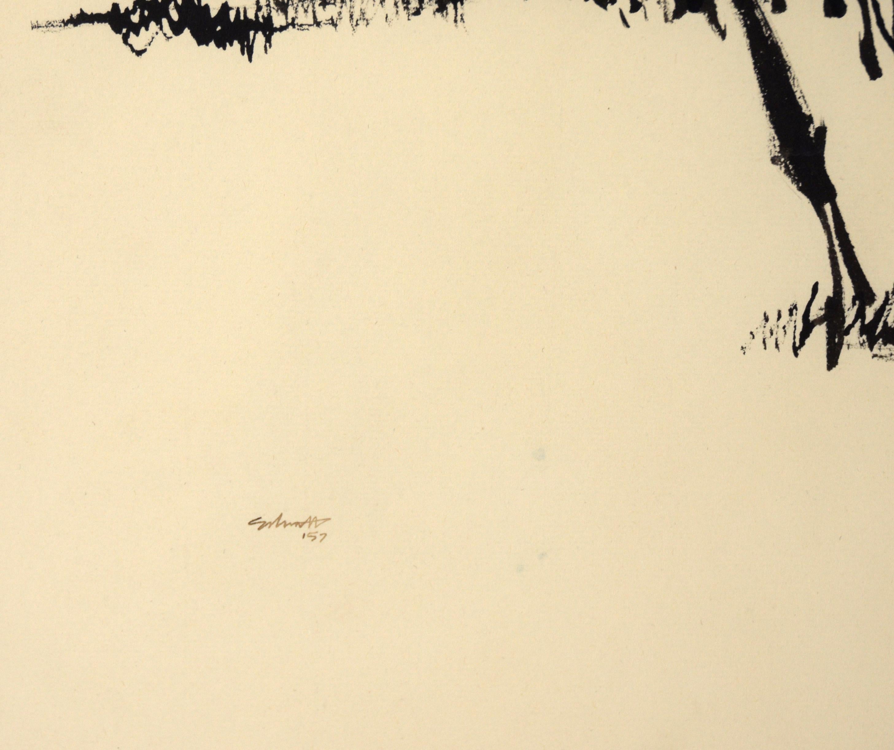 Paesaggio forestale in inchiostro Sumi su carta in vendita 2