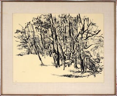 Paesaggio forestale in inchiostro Sumi su carta