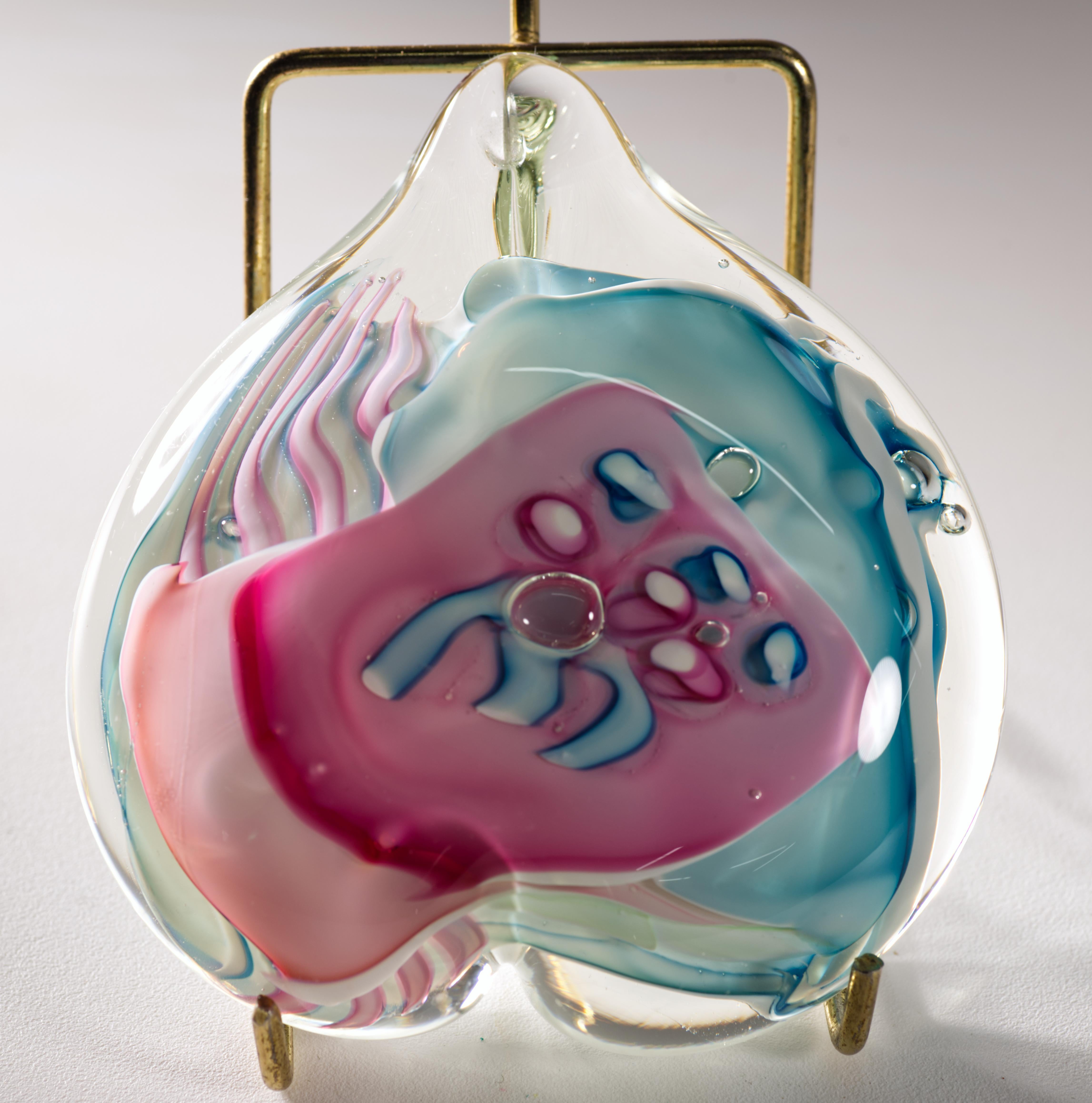 Brutalisme Presse-papiers Rhea Heart de Schmidt pour American Studio Art Glass, 1981 en vente