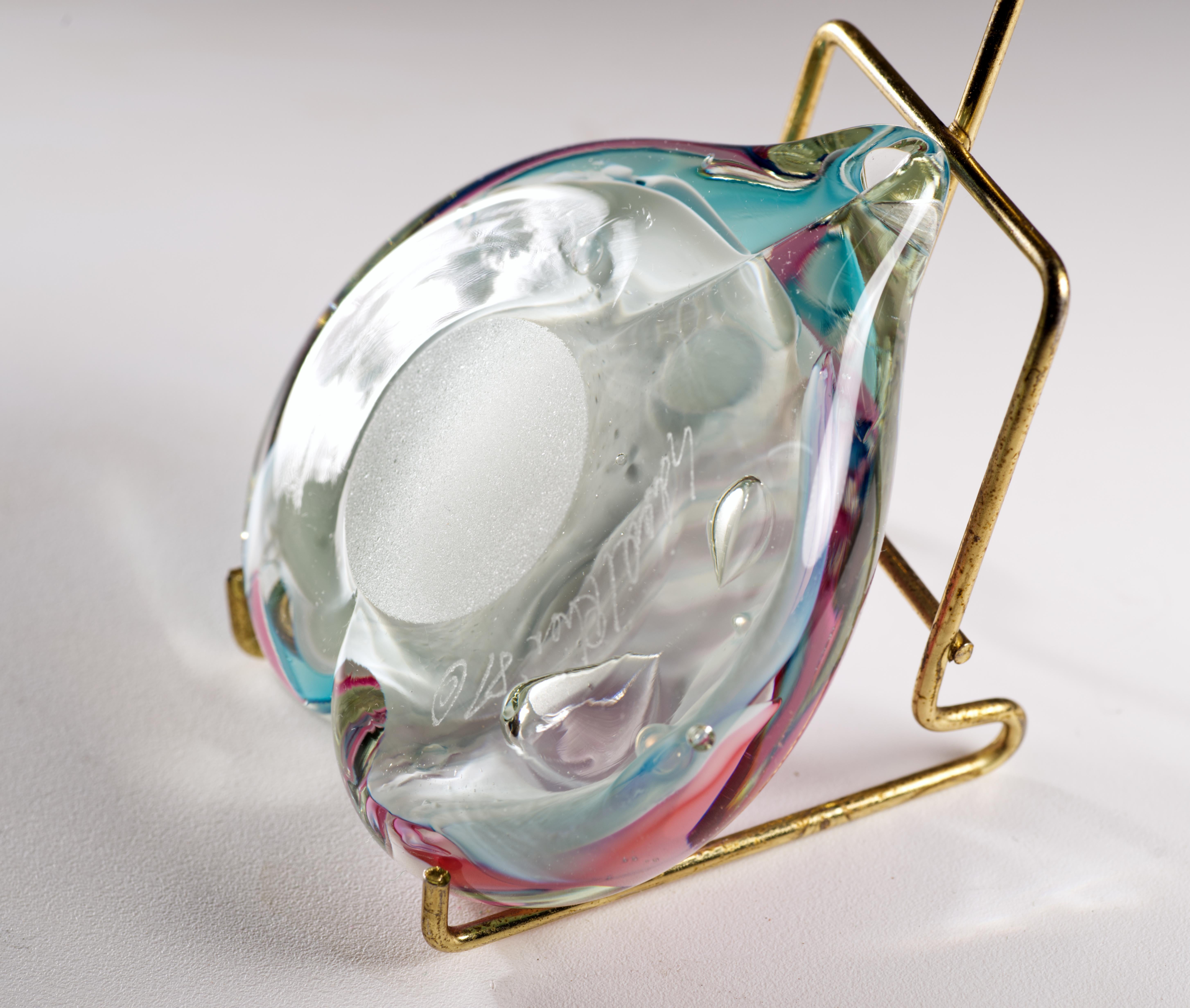 Américain Presse-papiers Rhea Heart de Schmidt pour American Studio Art Glass, 1981 en vente