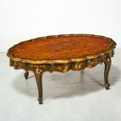 Schmieg & Kotzian Attributed Chinoiserie Lacquer Coffee Table with Burlwood Top