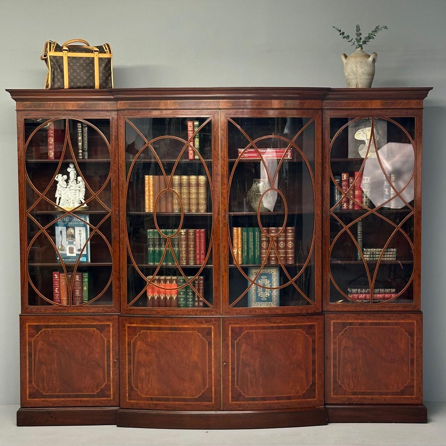 Schmieg & Kotzian, Georgiano, Libreria o vetrina, Mogano, Legno di raso, anni '20
 
Un grande e imponente mobile ad arco realizzato da Schmieg & Kotzian, ebanista di fama mondiale di New York. Questa unità assemblata di nove pezzi era una delle
