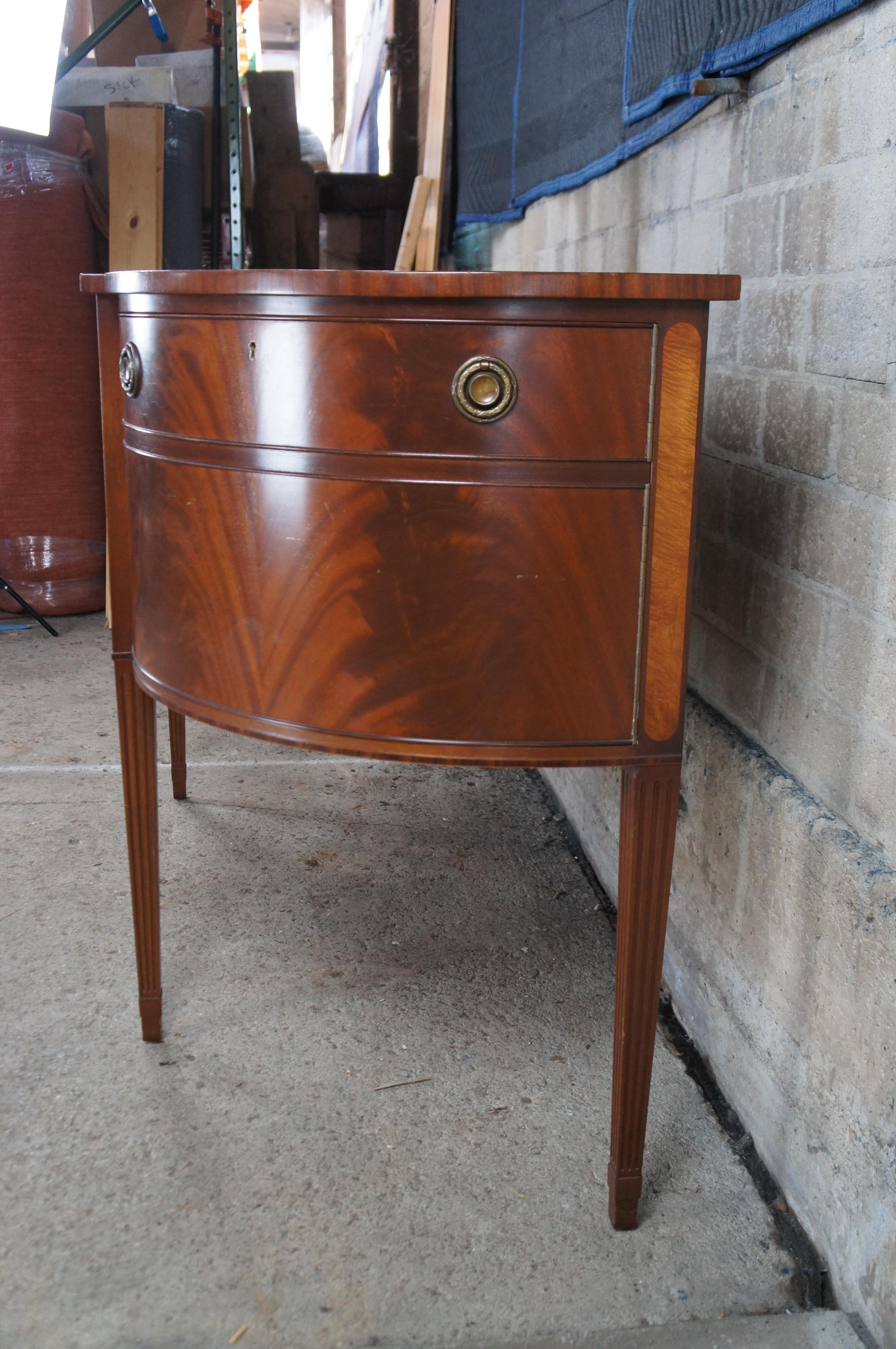 Schmieg & Kotzian Hepplewhite Style Demilune Flame Mahogany Buffet Sideboard 72