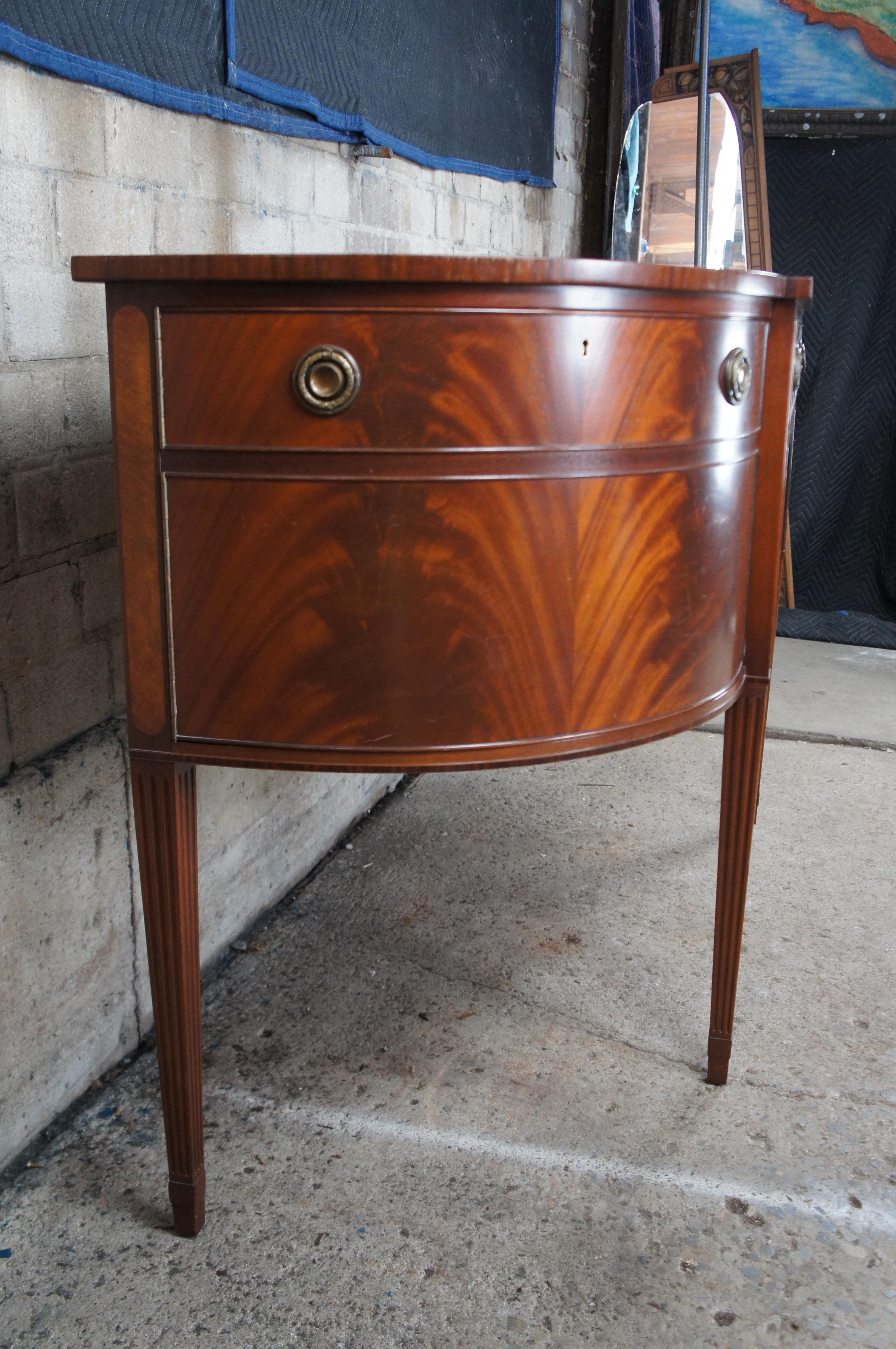 Schmieg & Kotzian Hepplewhite Style Demilune Flame Mahogany Buffet Sideboard 72