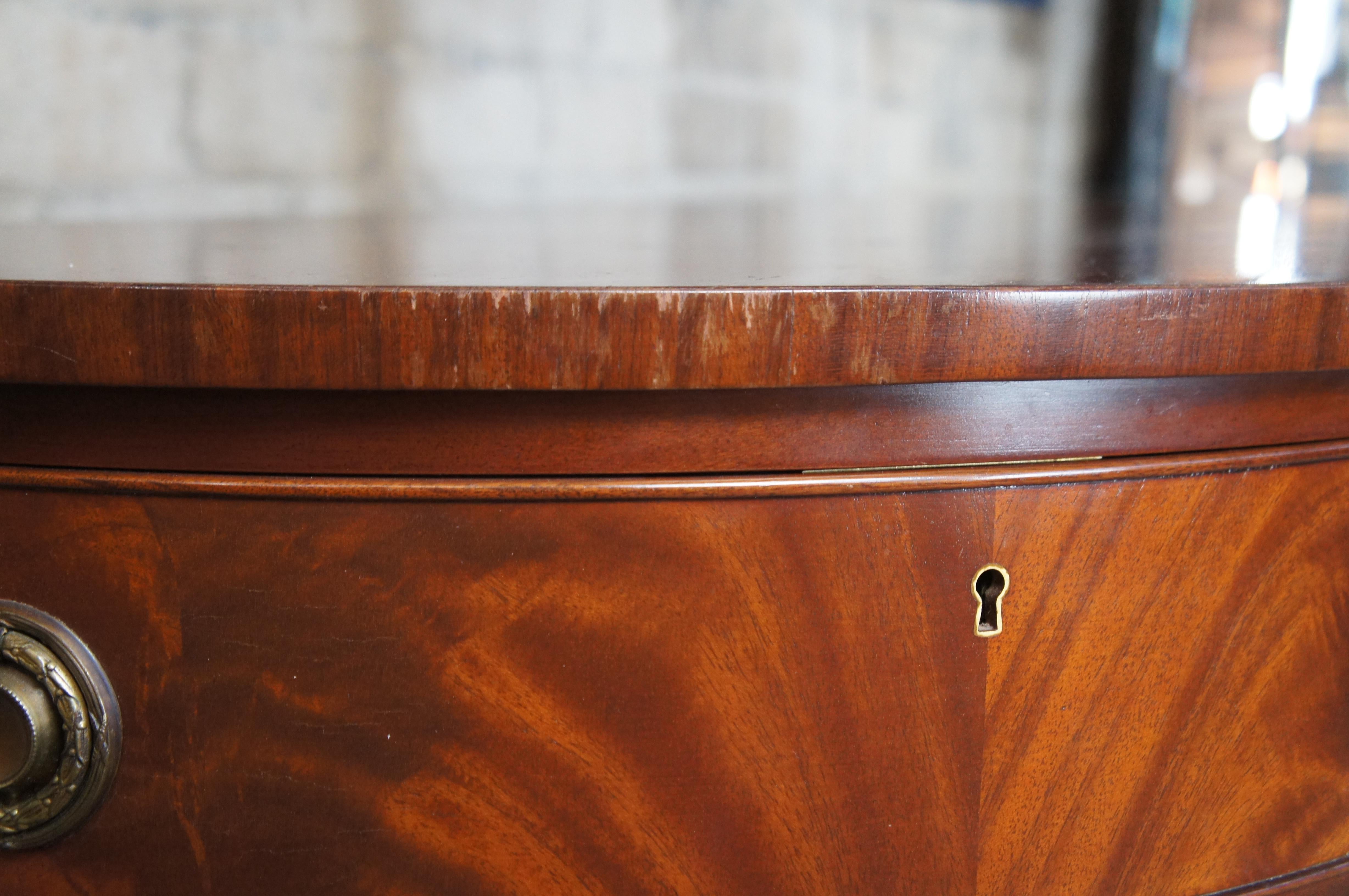 Schmieg & Kotzian Hepplewhite Style Demilune Flame Mahogany Buffet Sideboard 72