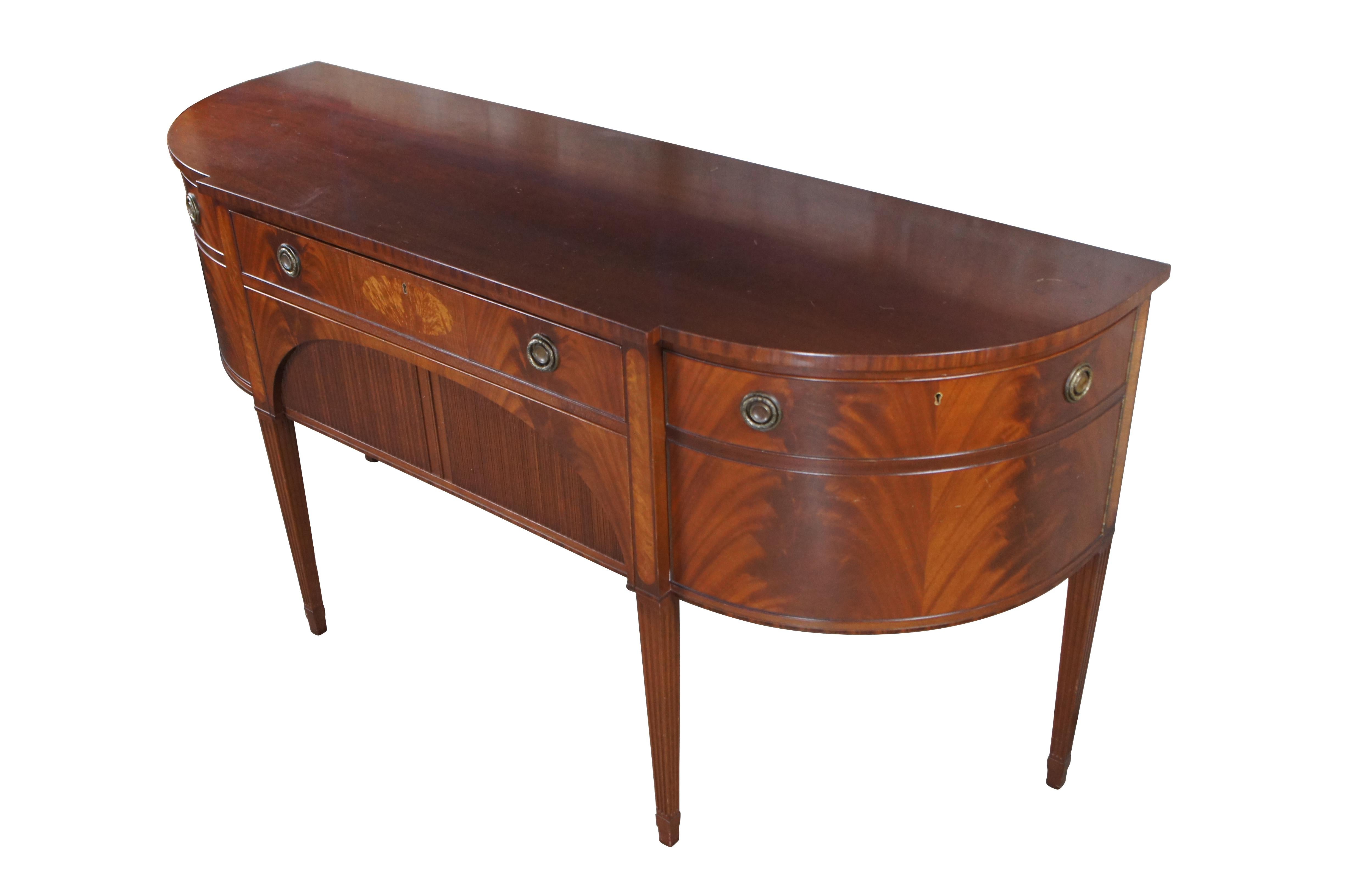 Schmieg & Kotzian Hepplewhite Style Demilune Flame Mahogany Buffet Sideboard 72