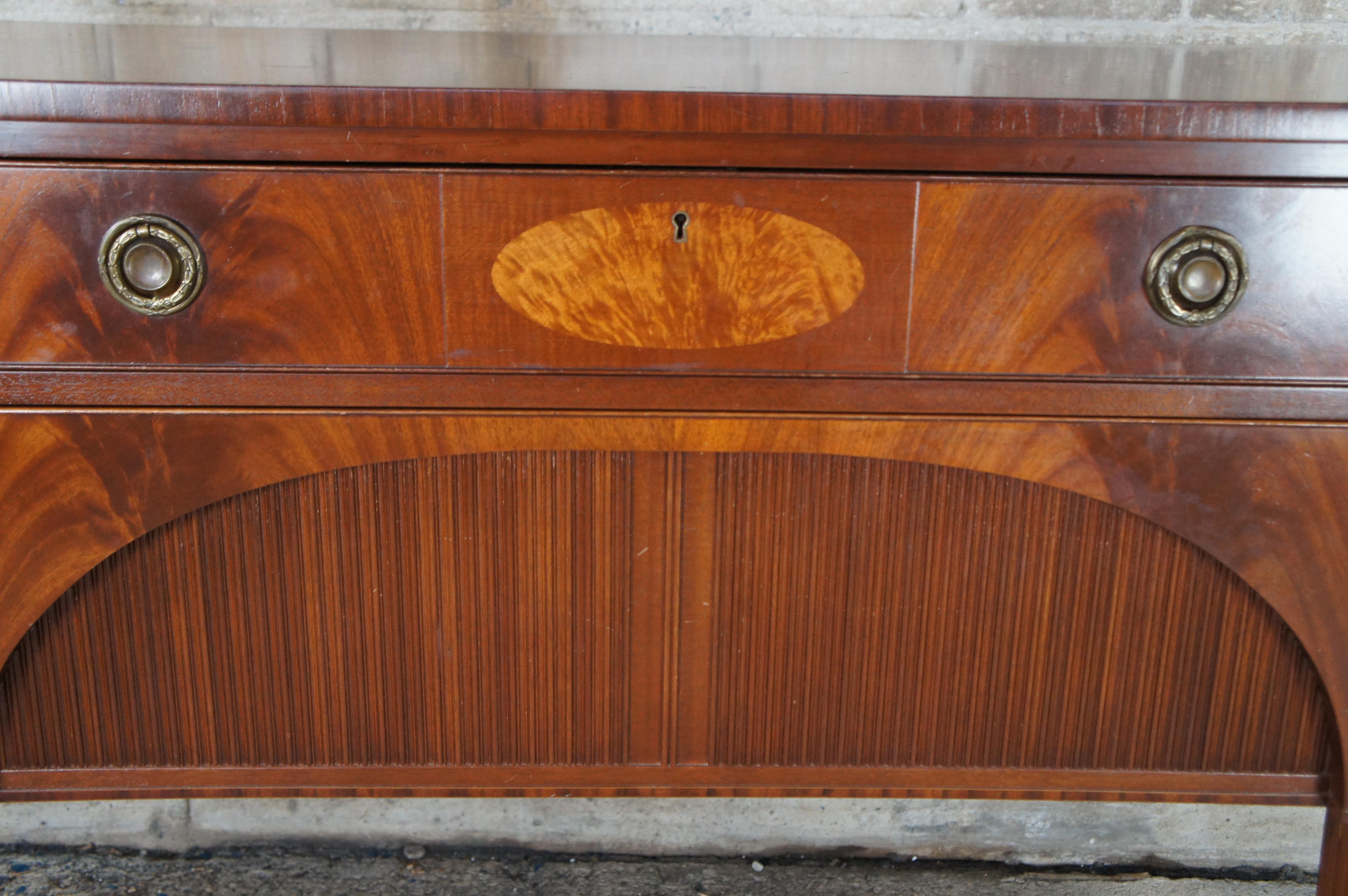 Schmieg & Kotzian Hepplewhite Style Demilune Flame Mahogany Buffet Sideboard 72