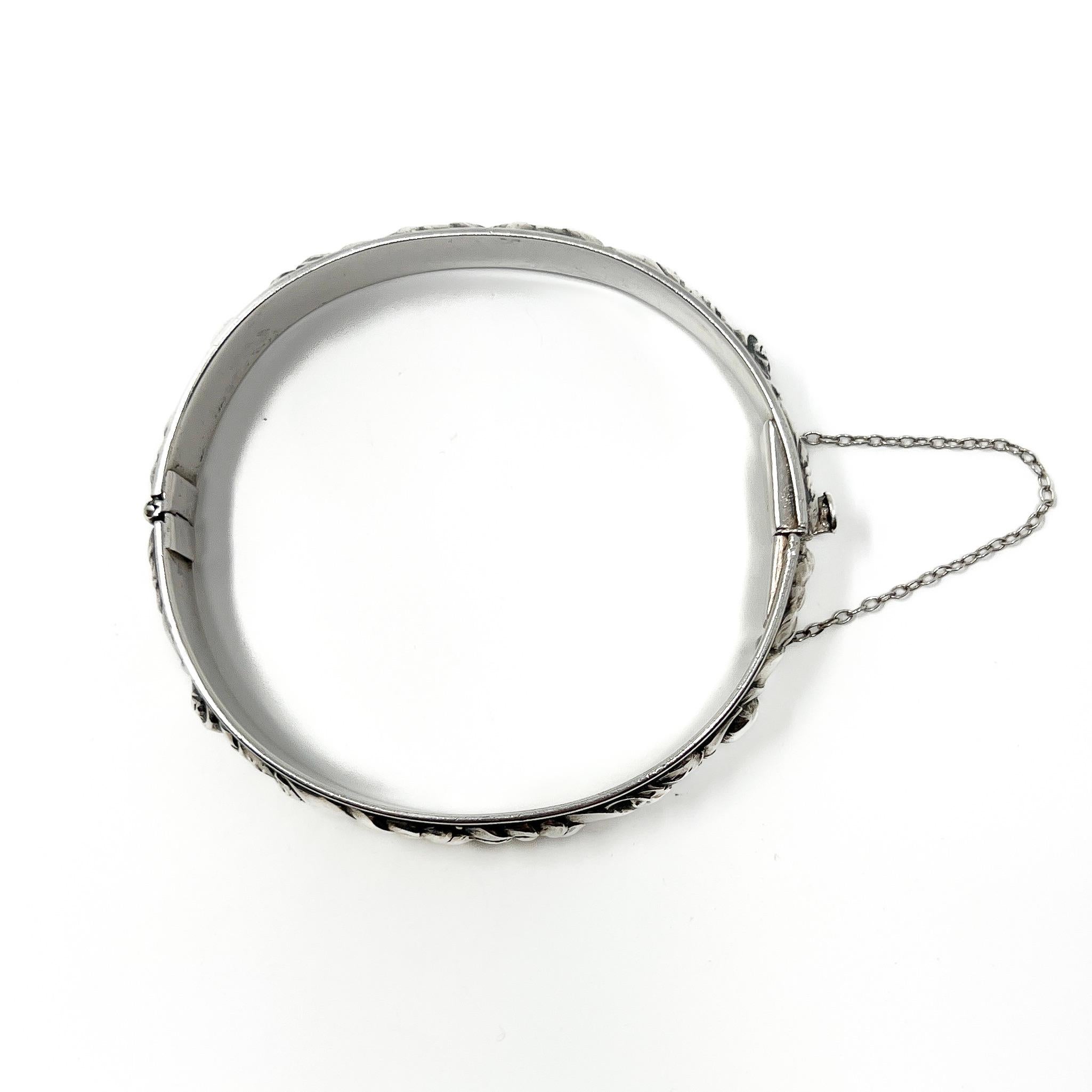Bracciale floreale d'argento vintage di Schmit and Staub del 1930 In condizioni ottime in vendita a Skelmersdale, GB