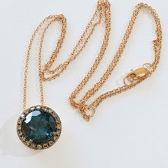Schmuckzicke 18kt Rose Gold London Blue Topaz & Diamond Pendant