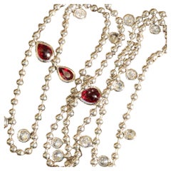 Schmuckzicke 18kt White Gold CRIMSON RED AAA+ Ruby & Diamond Necklace Mozambique