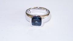 Schmuckzicke Designer London Blue Topaz Ring 750 White Gold 3 ct made in Italy