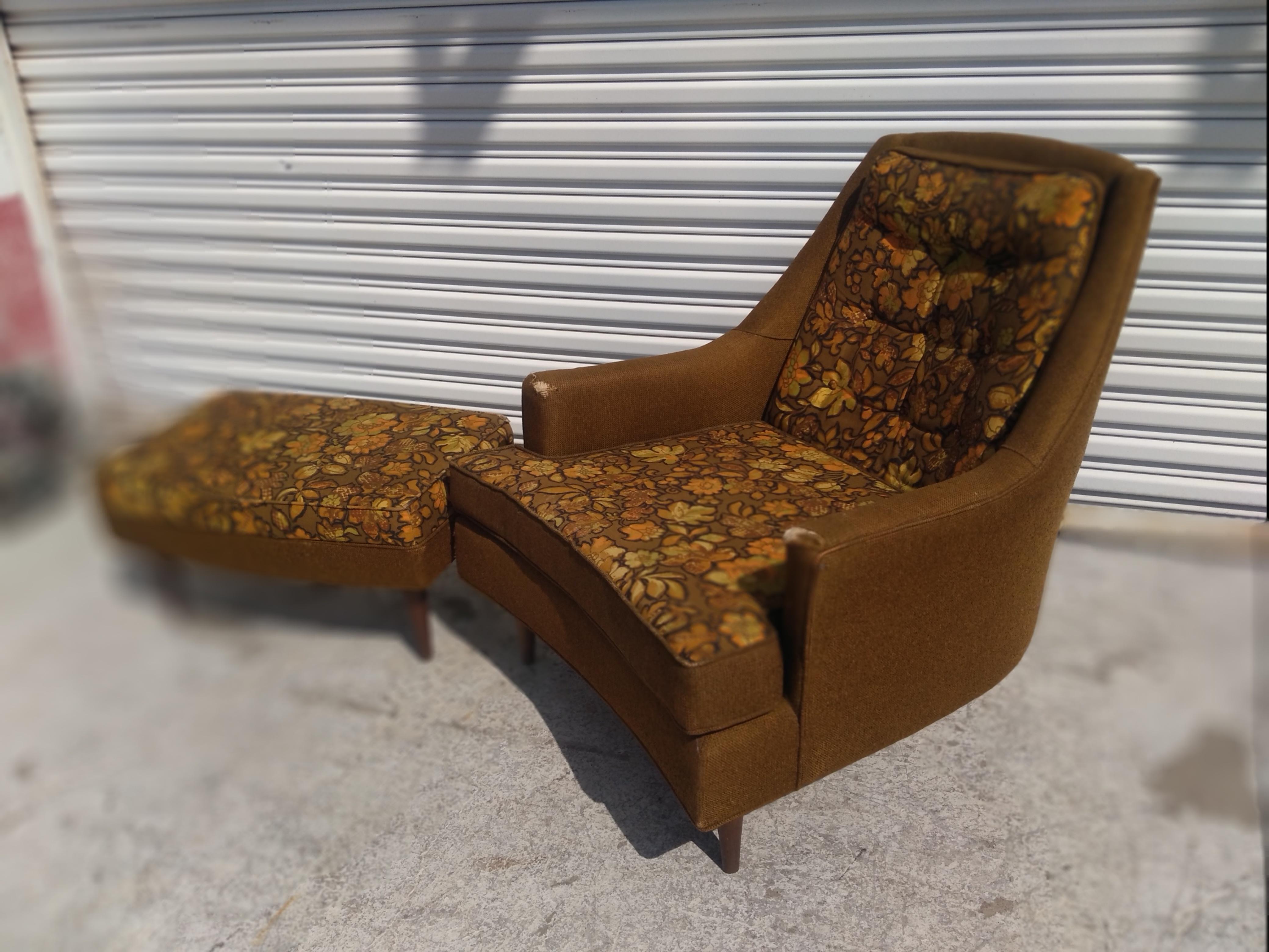 Silla de salón y otomana estilo Adrian Pearsall de Schnadig Estadounidense en venta