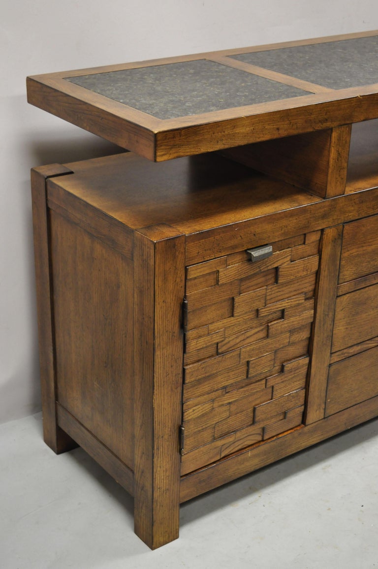 Schnadig Home Collections River Run Oak Sideboard Buffet Granite Top