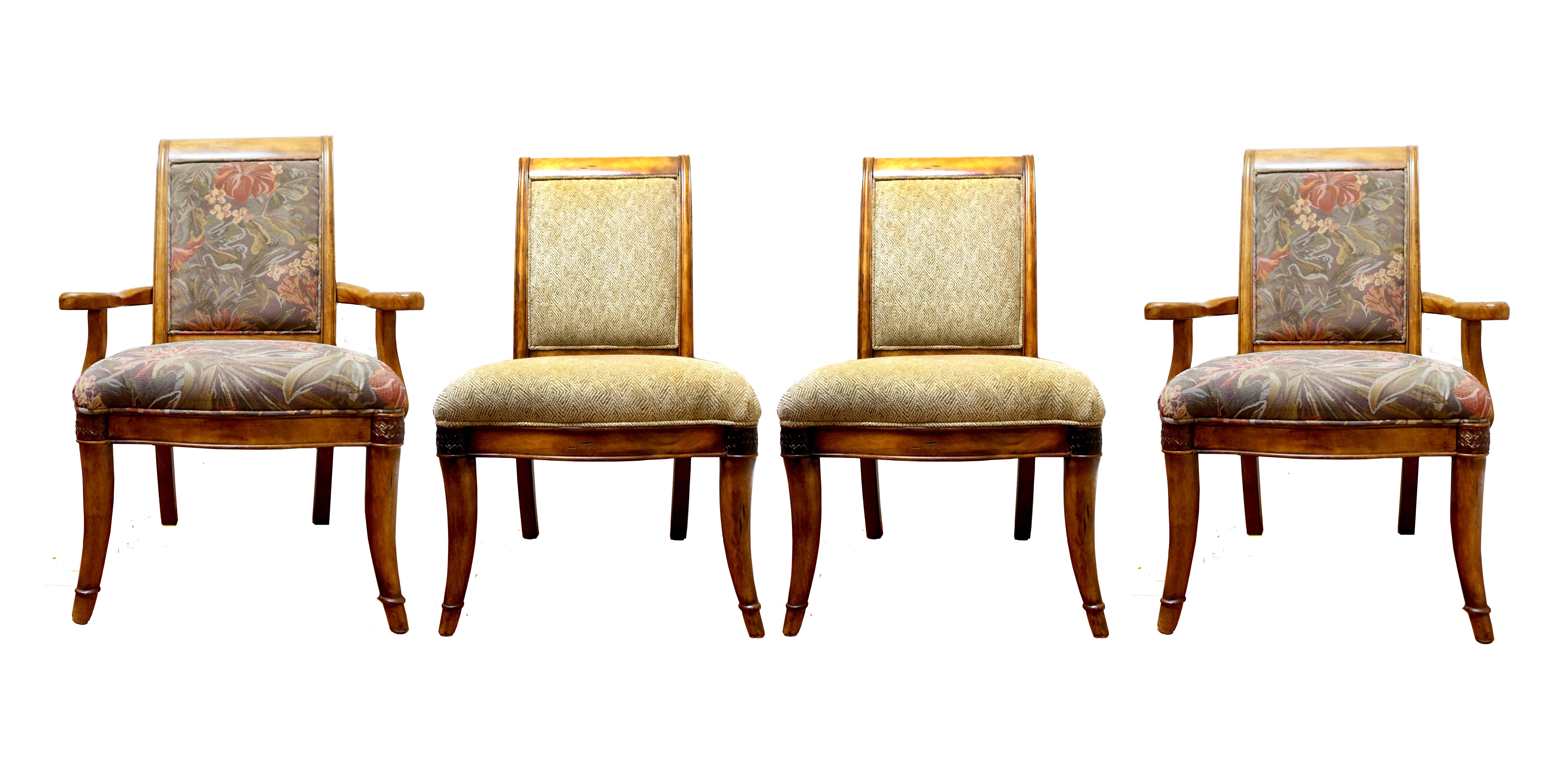 Schnadig William IV Dining Room Set 8 Chairs Burl Wood Table with 2 Leaves In Good Condition For Sale In Lomita, CA