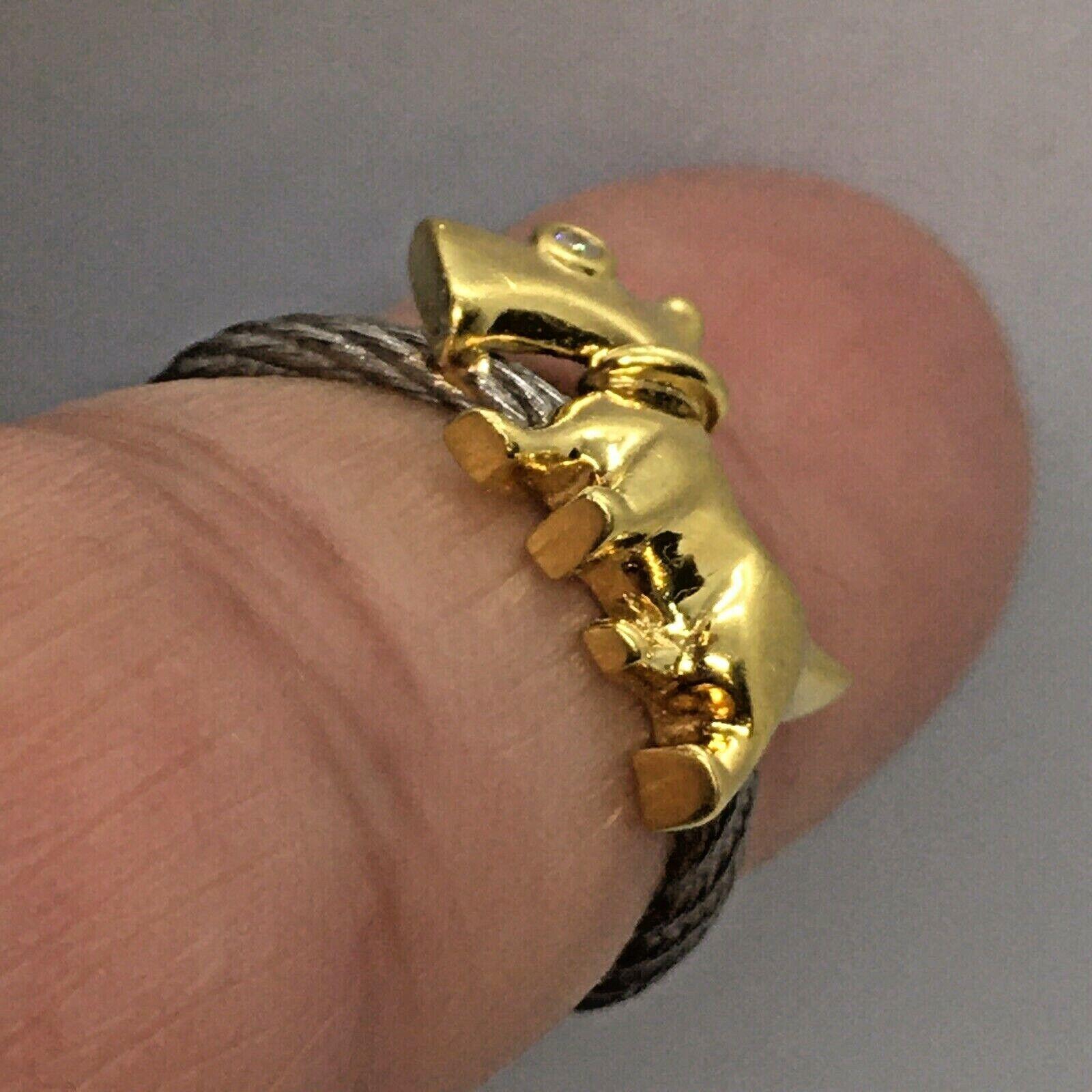 Schnauzer White Yellow 18k Gold Handmade Diamond Ring 4.4 Gram Size 6.5 In Good Condition For Sale In Santa Monica, CA