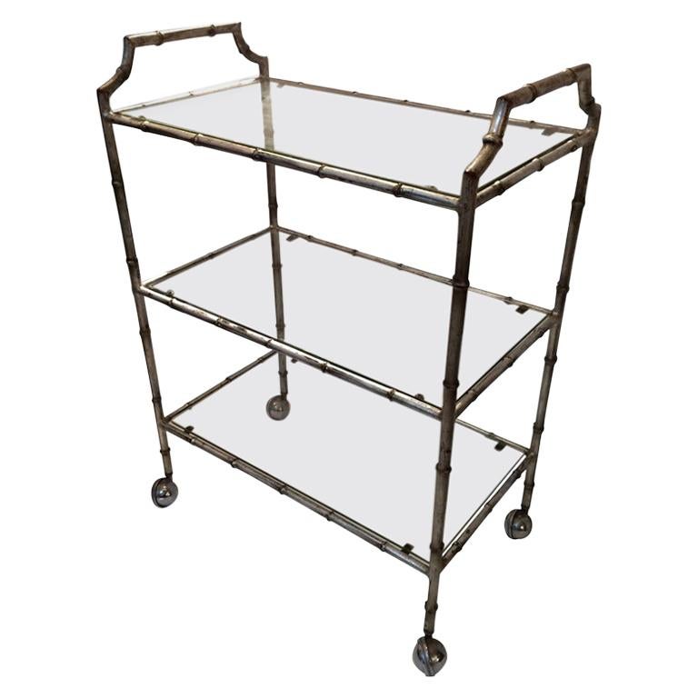 Carrello da bar in finto bambù Silverleaf di Schnazzy Maison Jansen