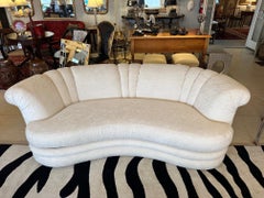 Schnazzy Pair of Curvy Jacquard Upholstered Sofas