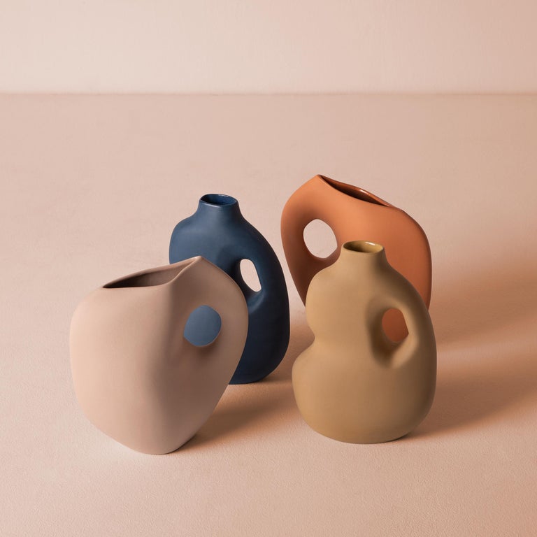 German Schneid Studio Aura I Ceramic Vase, Apricot For Sale
