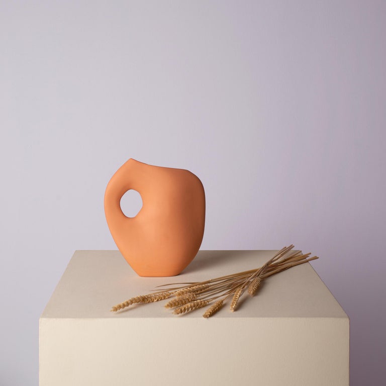 Glazed Schneid Studio Aura I Ceramic Vase, Apricot For Sale