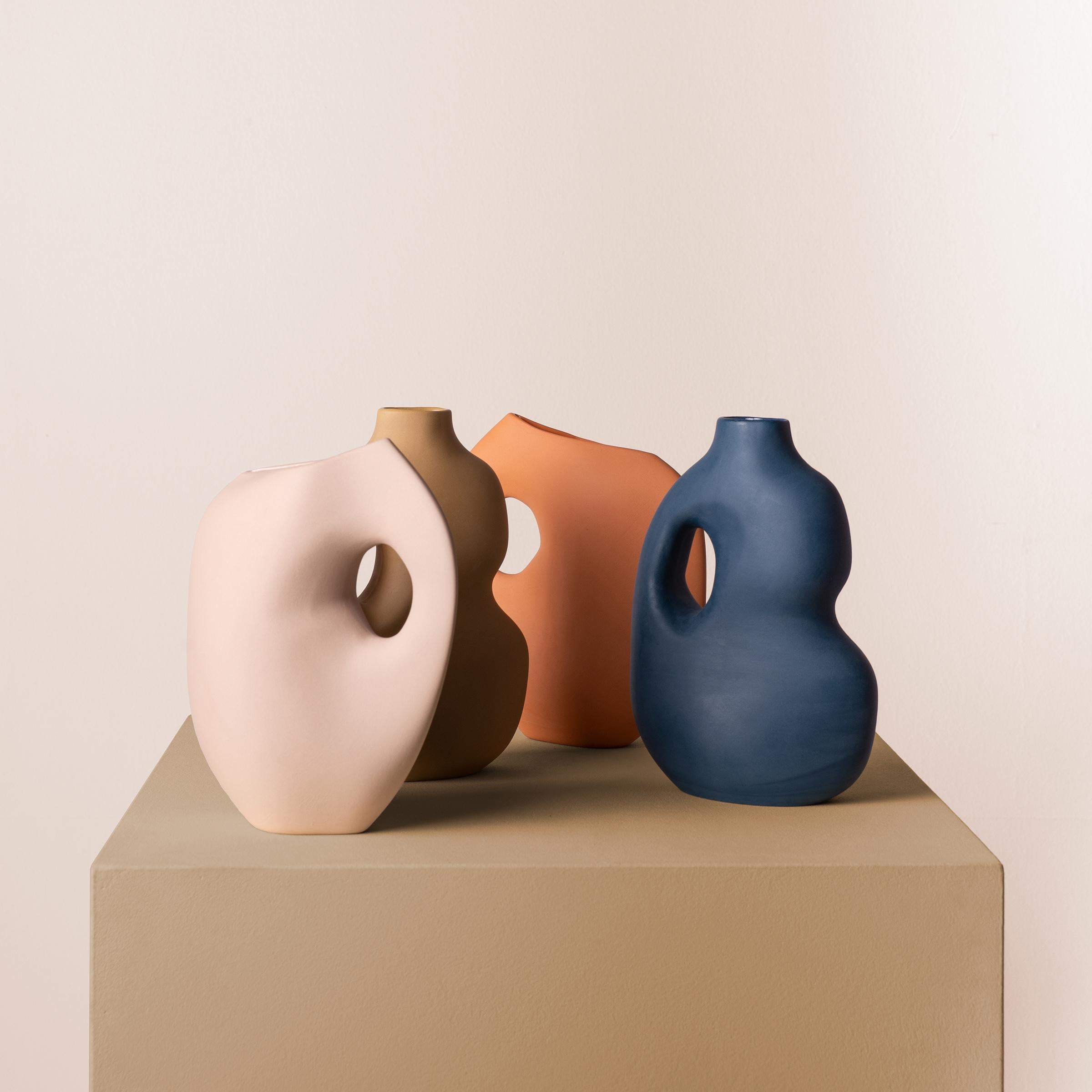 Glazed Schneid Studio Aura I Ceramic Vase, Blush For Sale