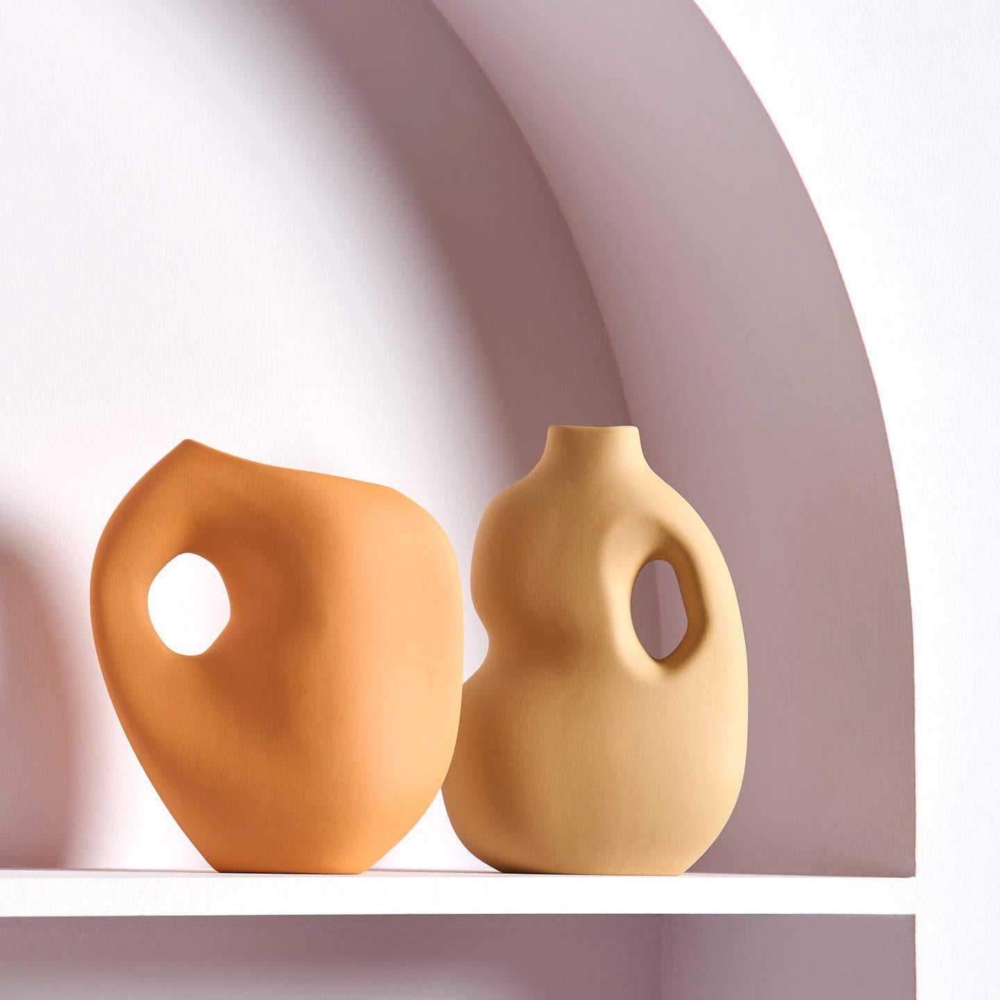 German Schneid Studio Aura II Ceramic Vase, Mustard For Sale