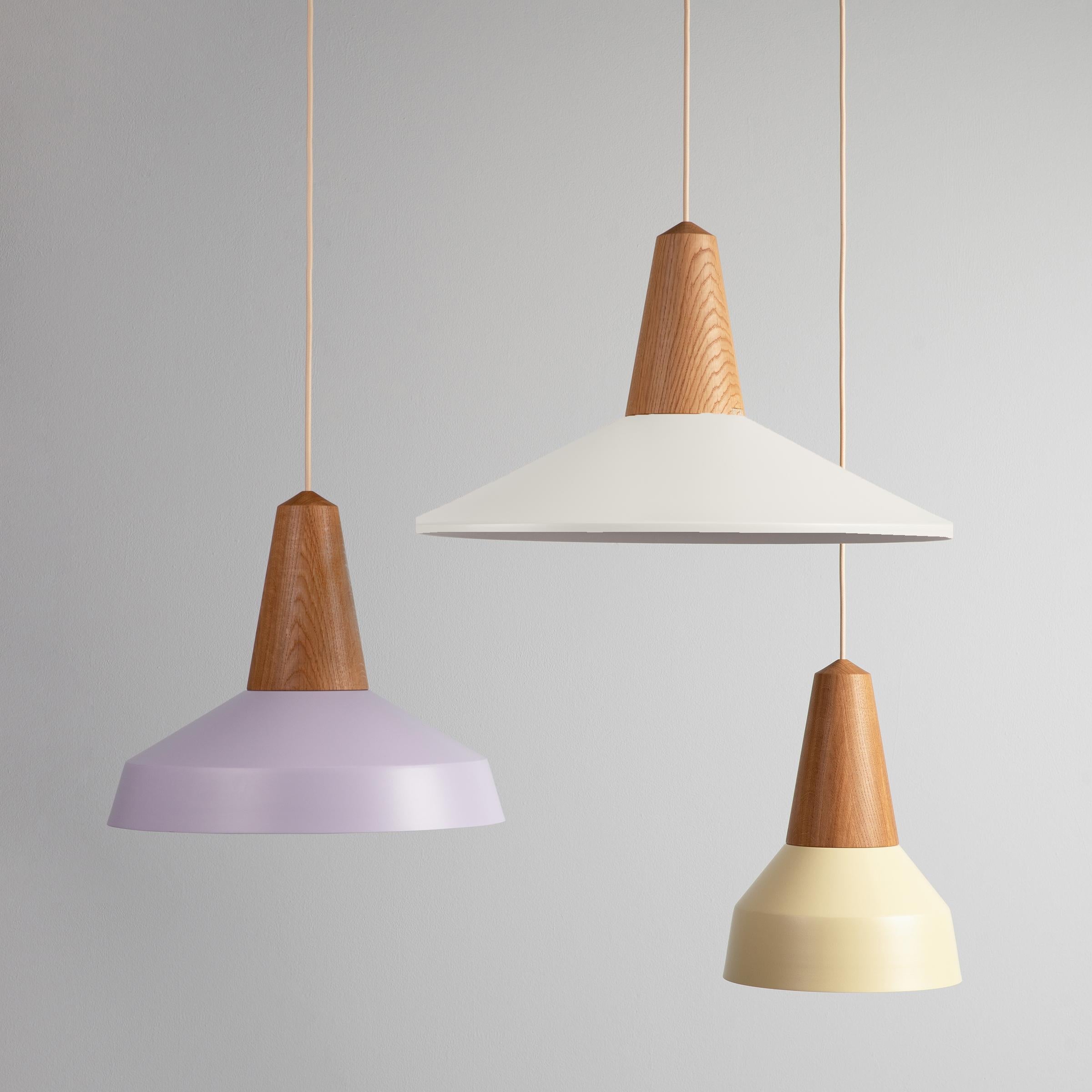 German Schneid Studio Eikon Shell White, Oak, Pendant Lamp For Sale