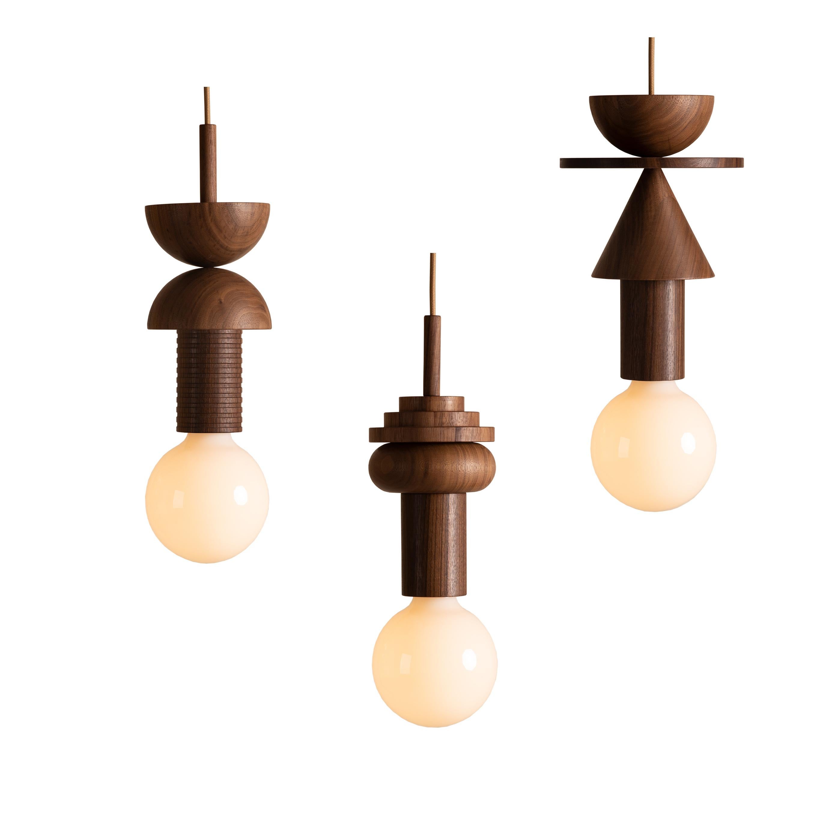 German Schneid Studio Junit Stanza, Pendant Lamp, Walnut For Sale