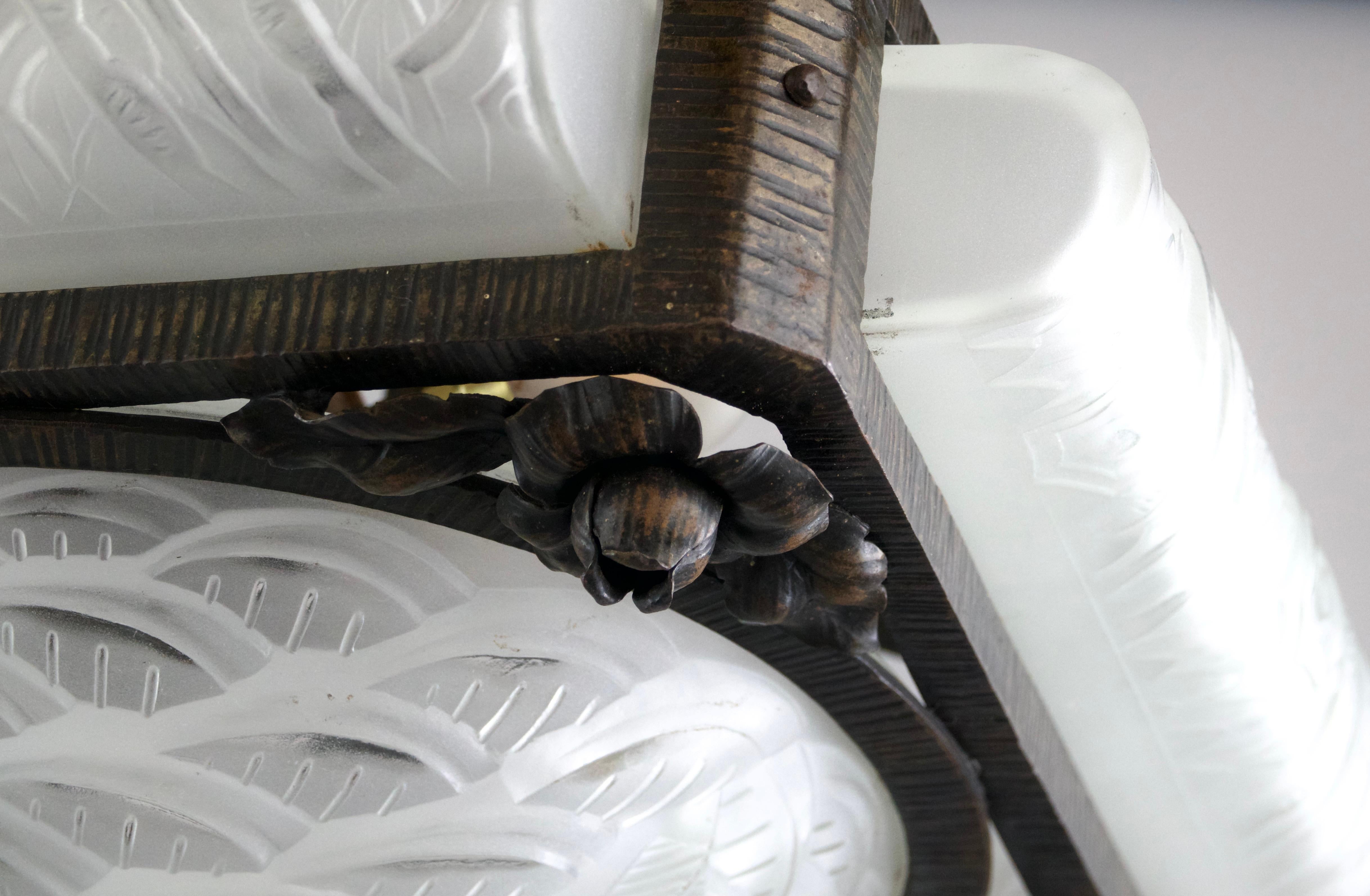 Early 20th Century Schneider, Art Deco Chandelier, France 1920s For Sale