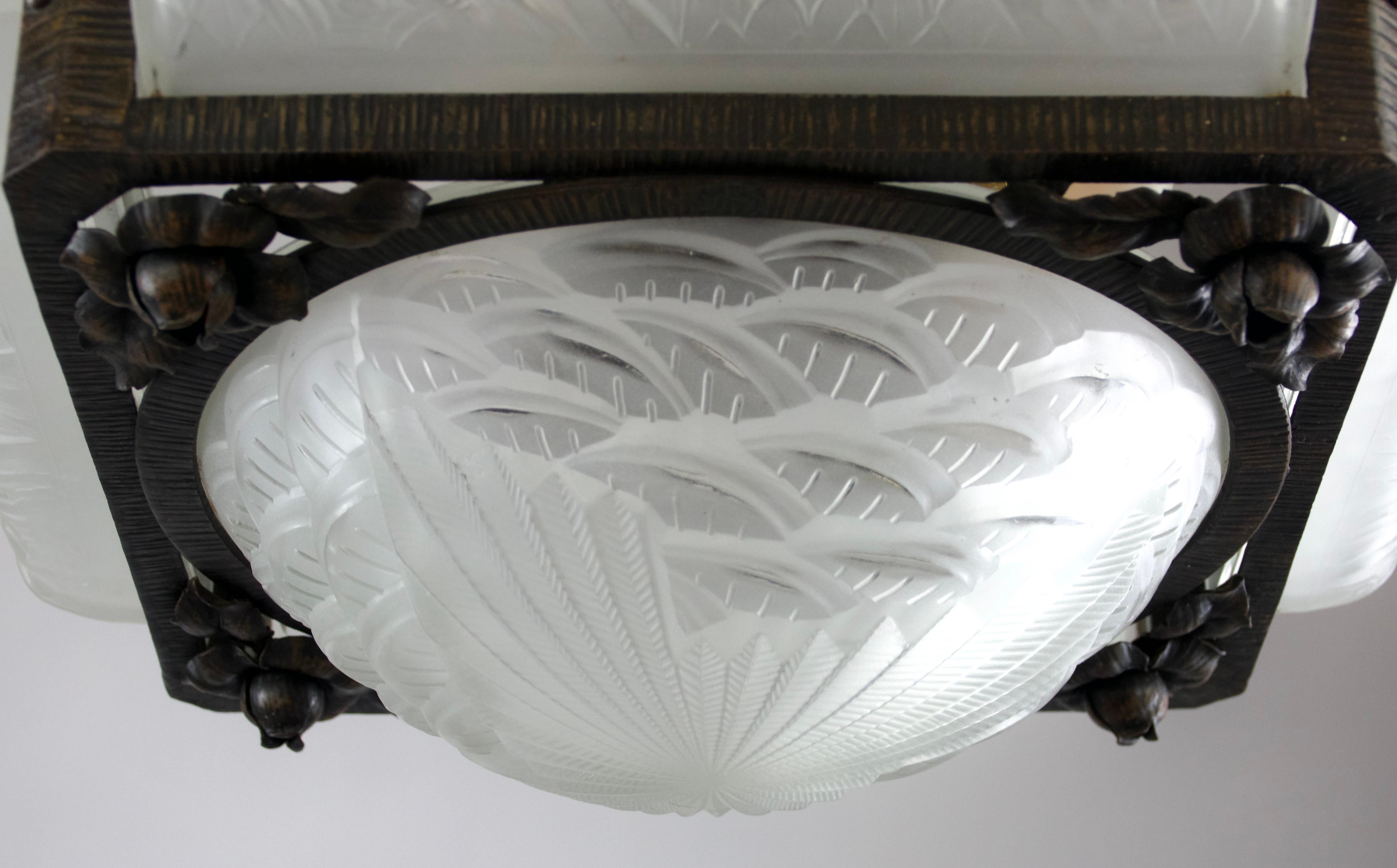 Glass Schneider, Art Deco Chandelier, France 1920s For Sale