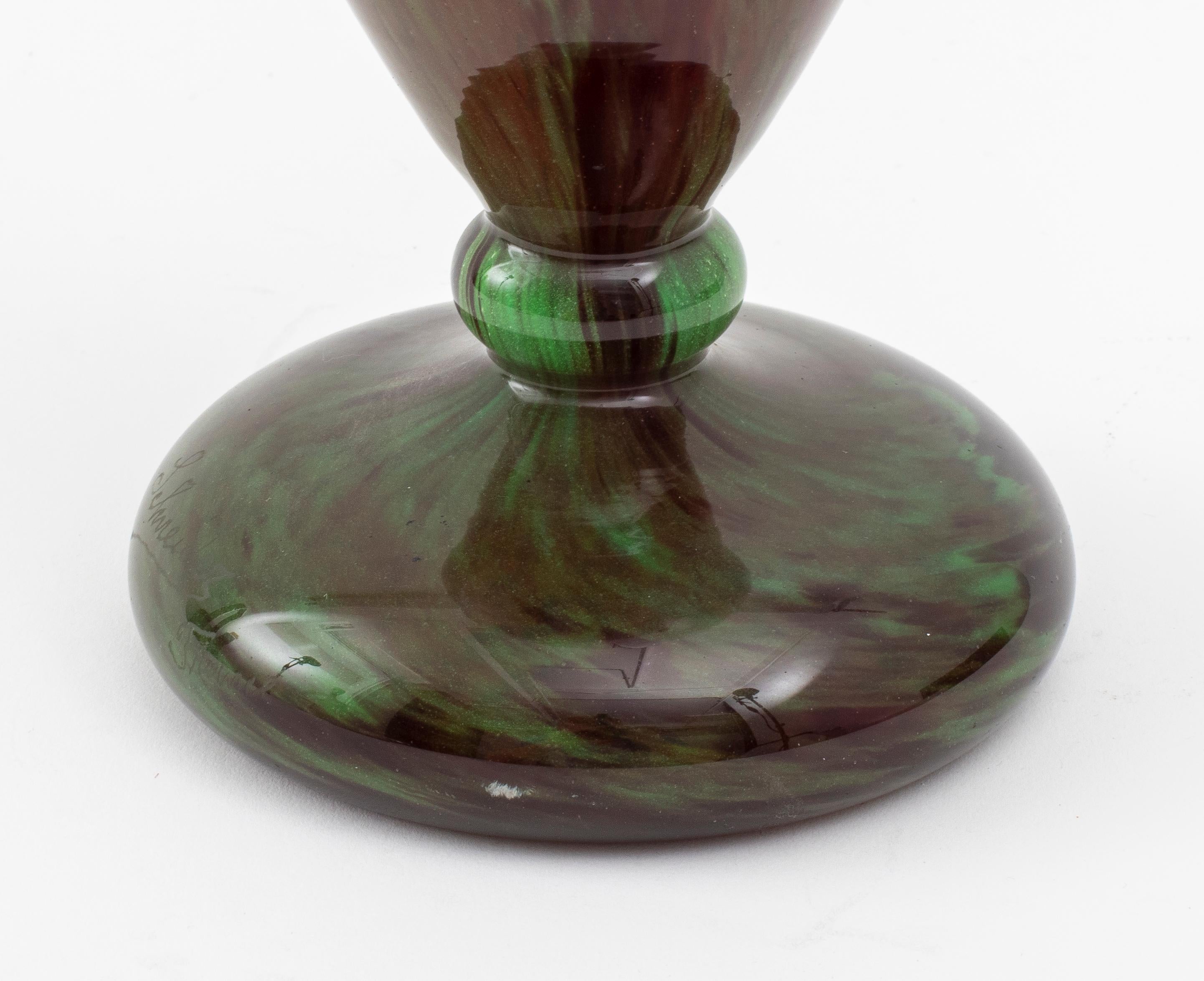 Schneider Art Deco Glass Pedestal Vase In Good Condition In New York, NY
