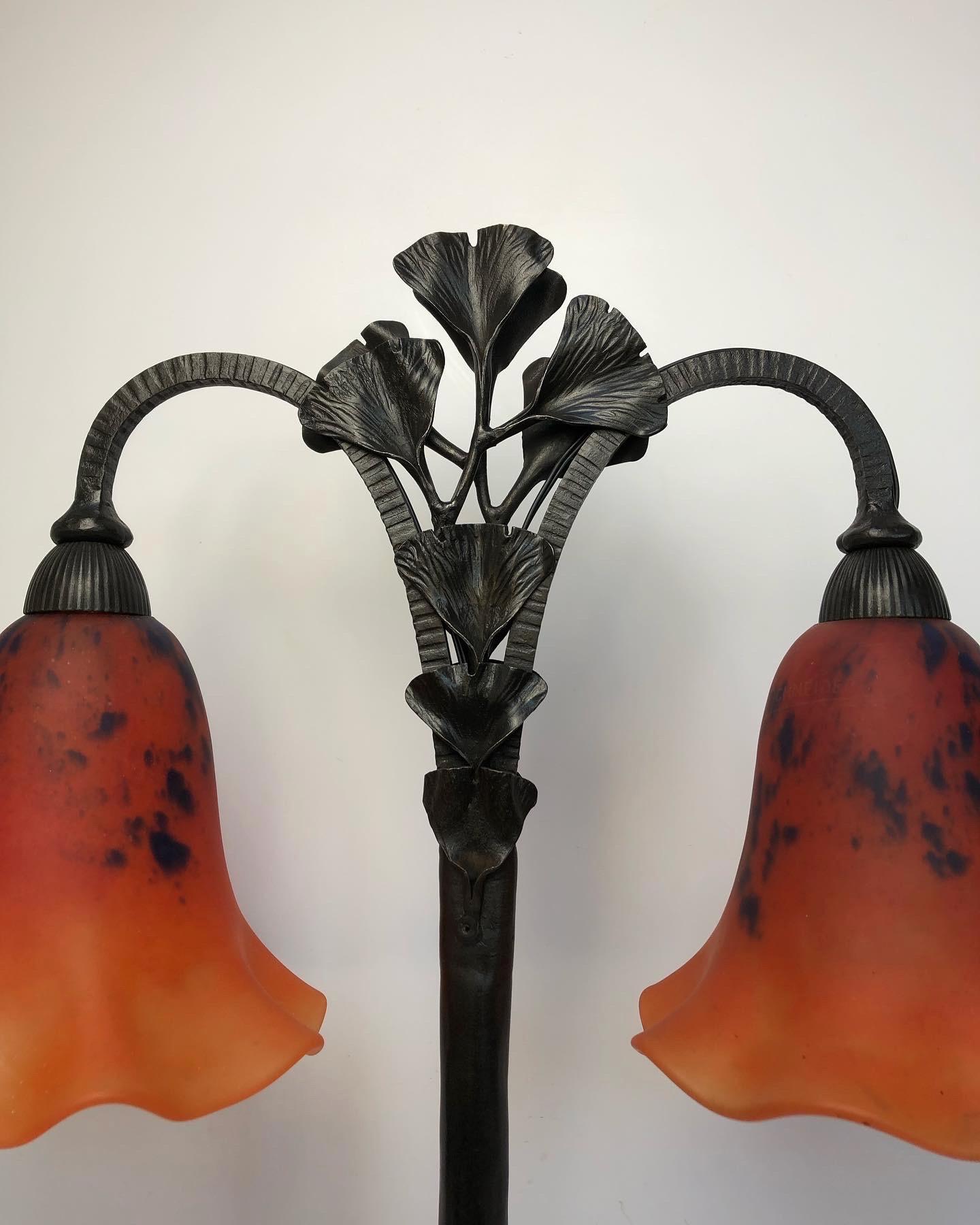 French Schneider Art Deco Lamp For Sale