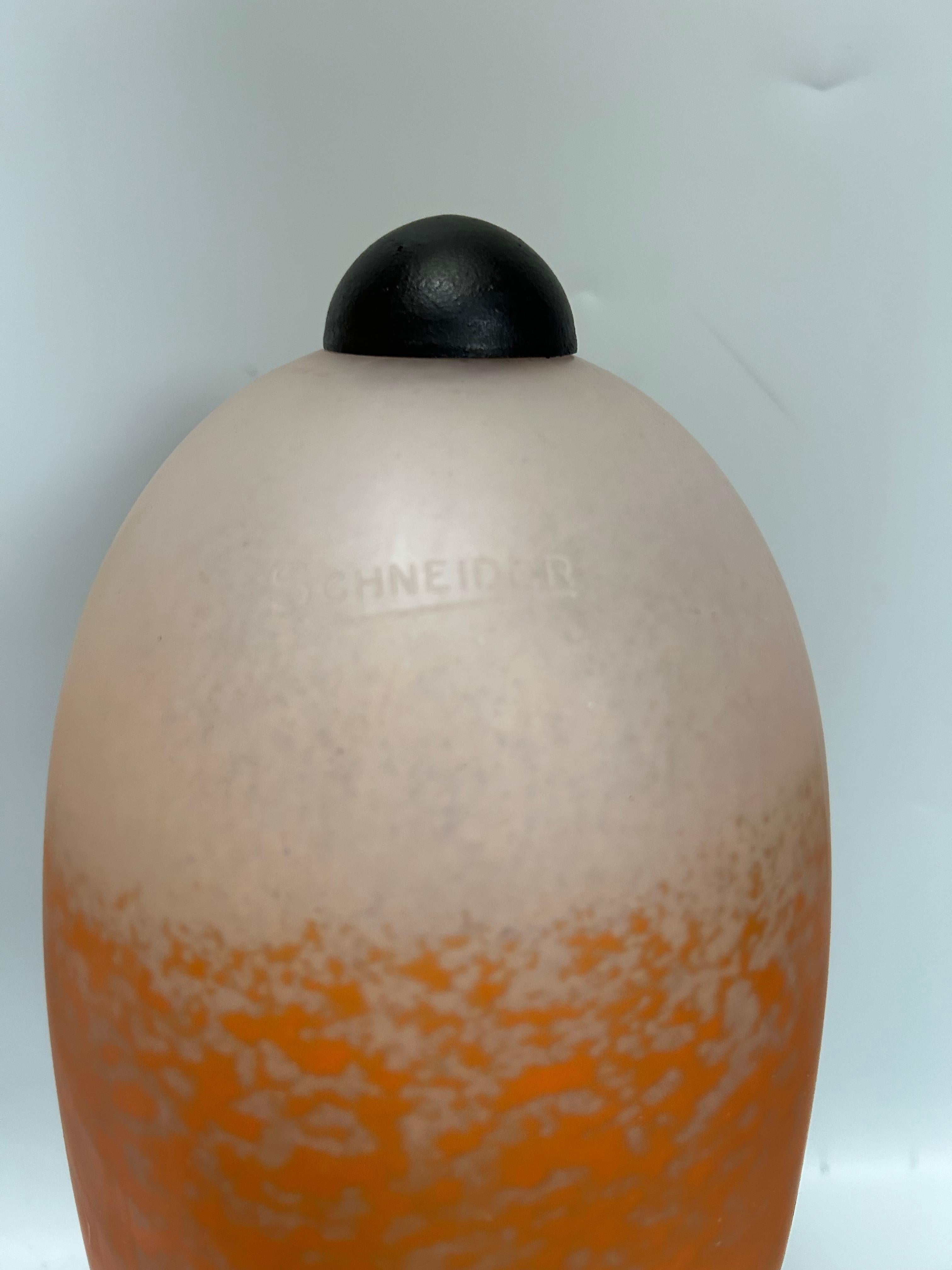 Glass Schneider Art Deco Lamp For Sale