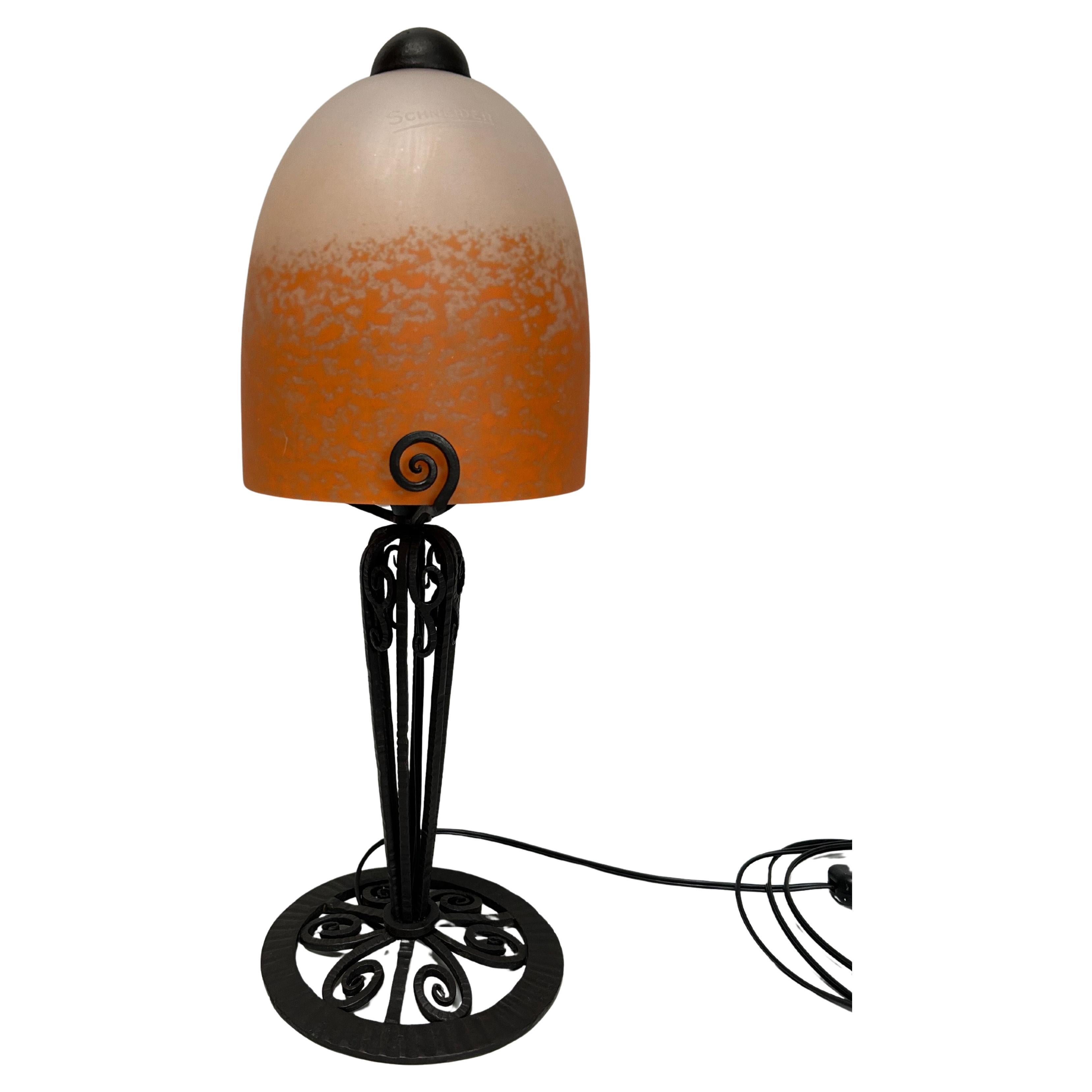 Schneider Art Deco Lamp For Sale