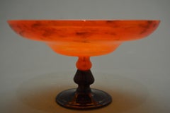 Schneider Art Deco Orange Glass French Coupe Bijoux