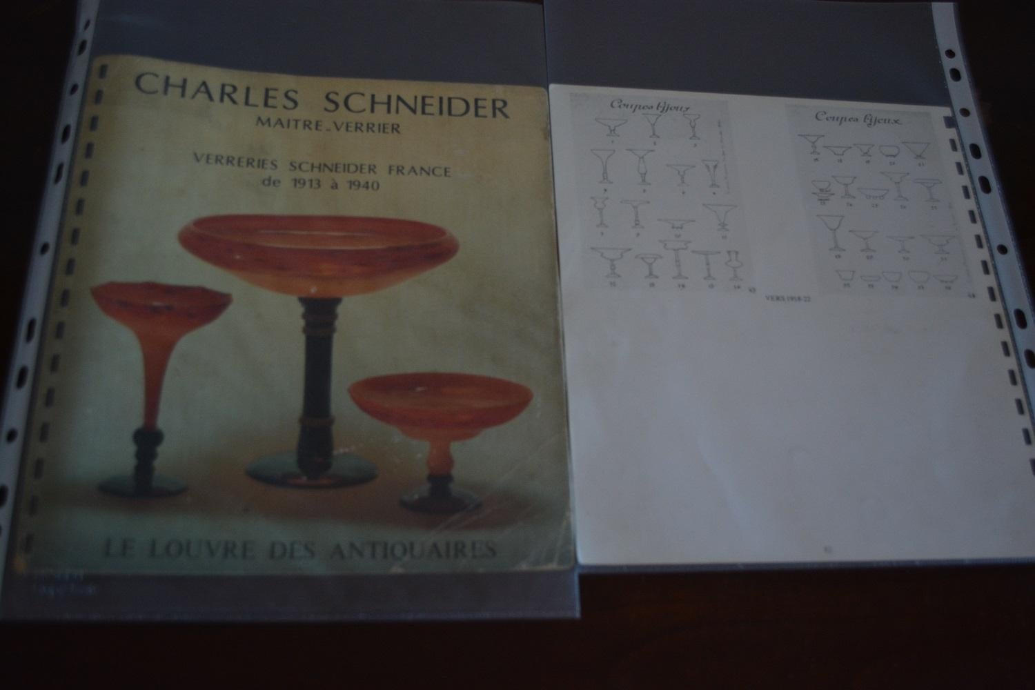 Schneider Art Deco Orange Glass French Coupe Bijoux For Sale 2