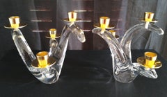Schneider Crystal Candelabra, French Mid-Century Modern, 1950