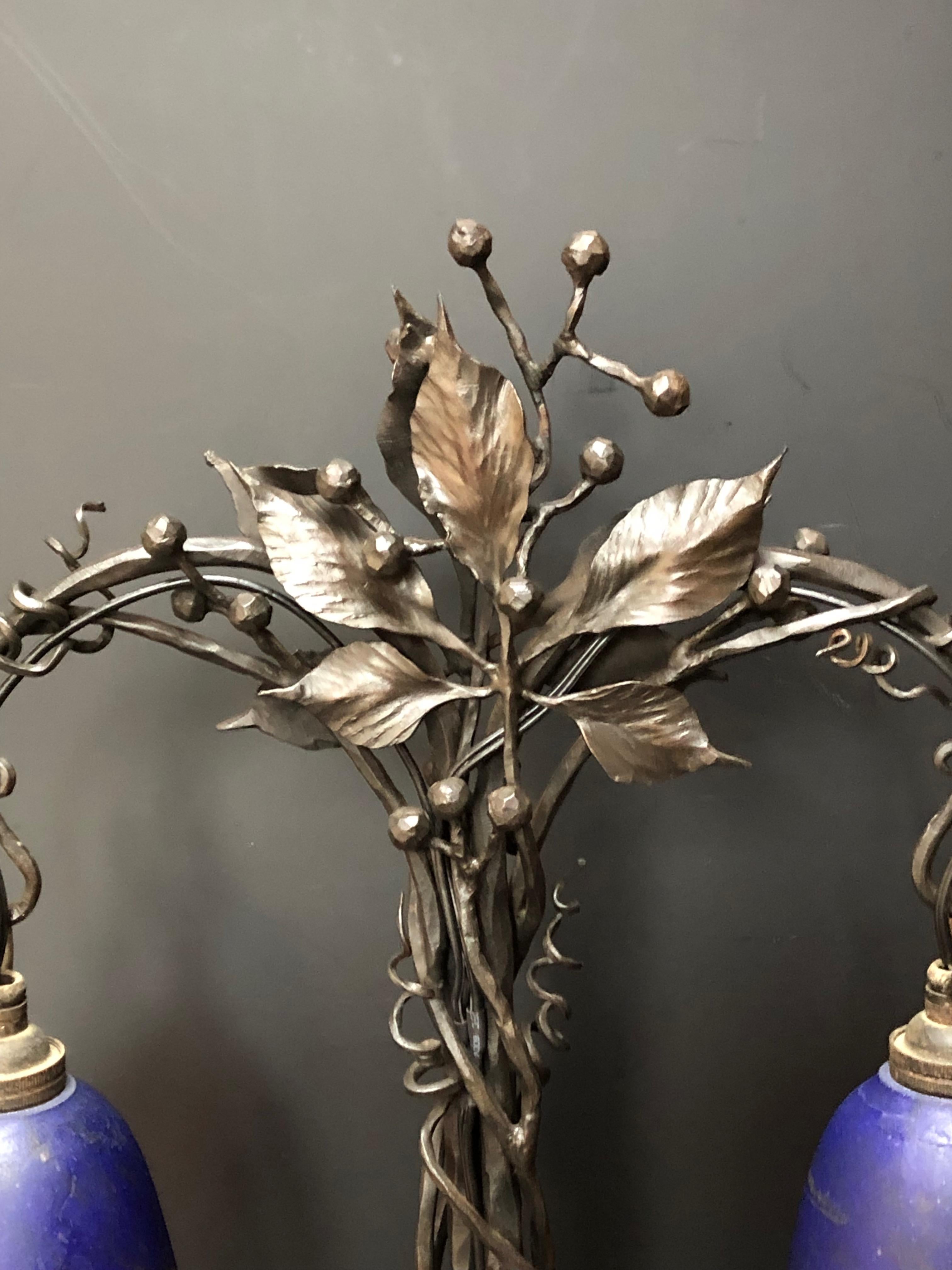 Schneider Et Olié Lampe double Art Nouveau For Sale 2