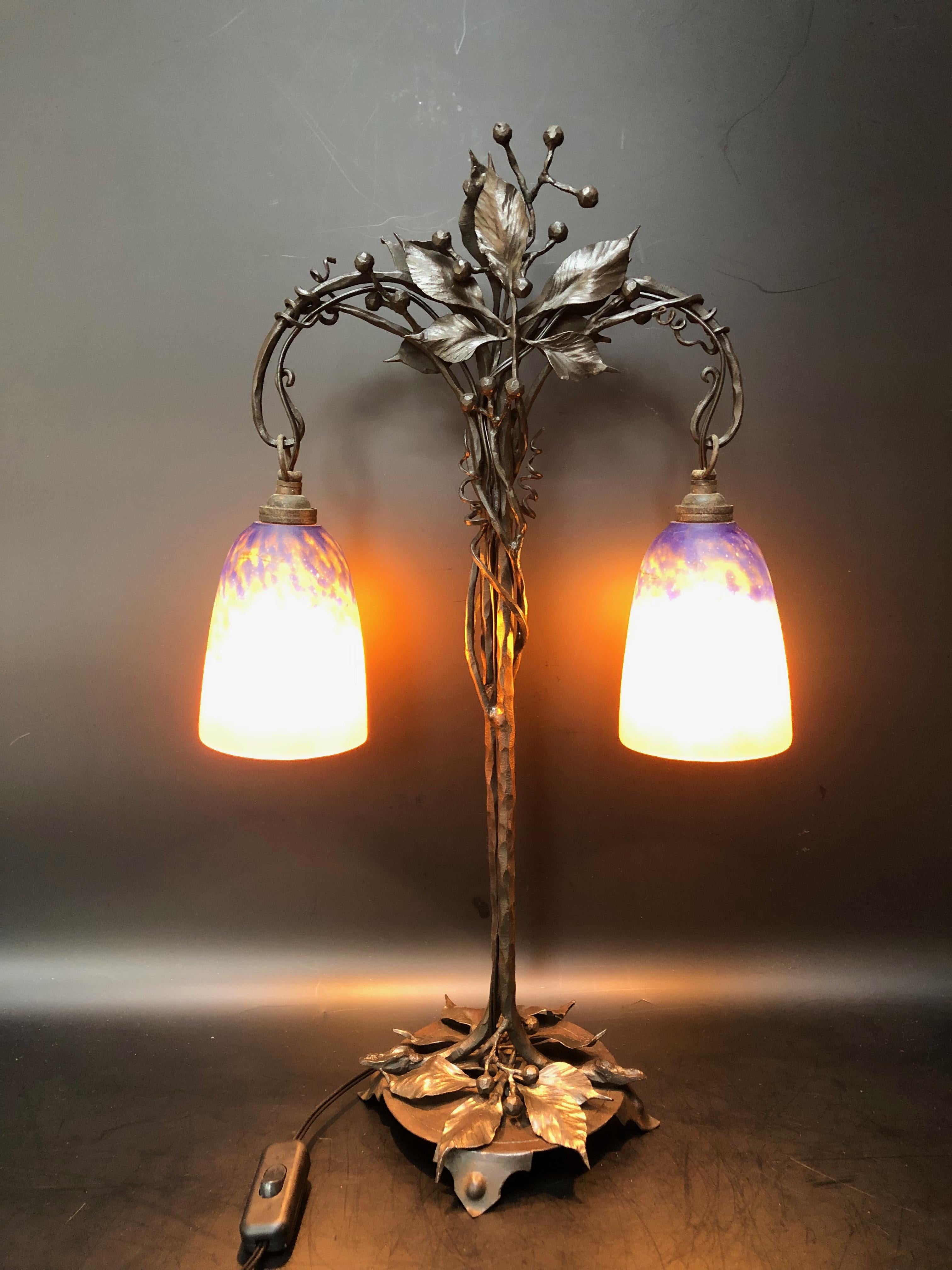 Schneider Et Olié Lampe double Art Nouveau For Sale 3