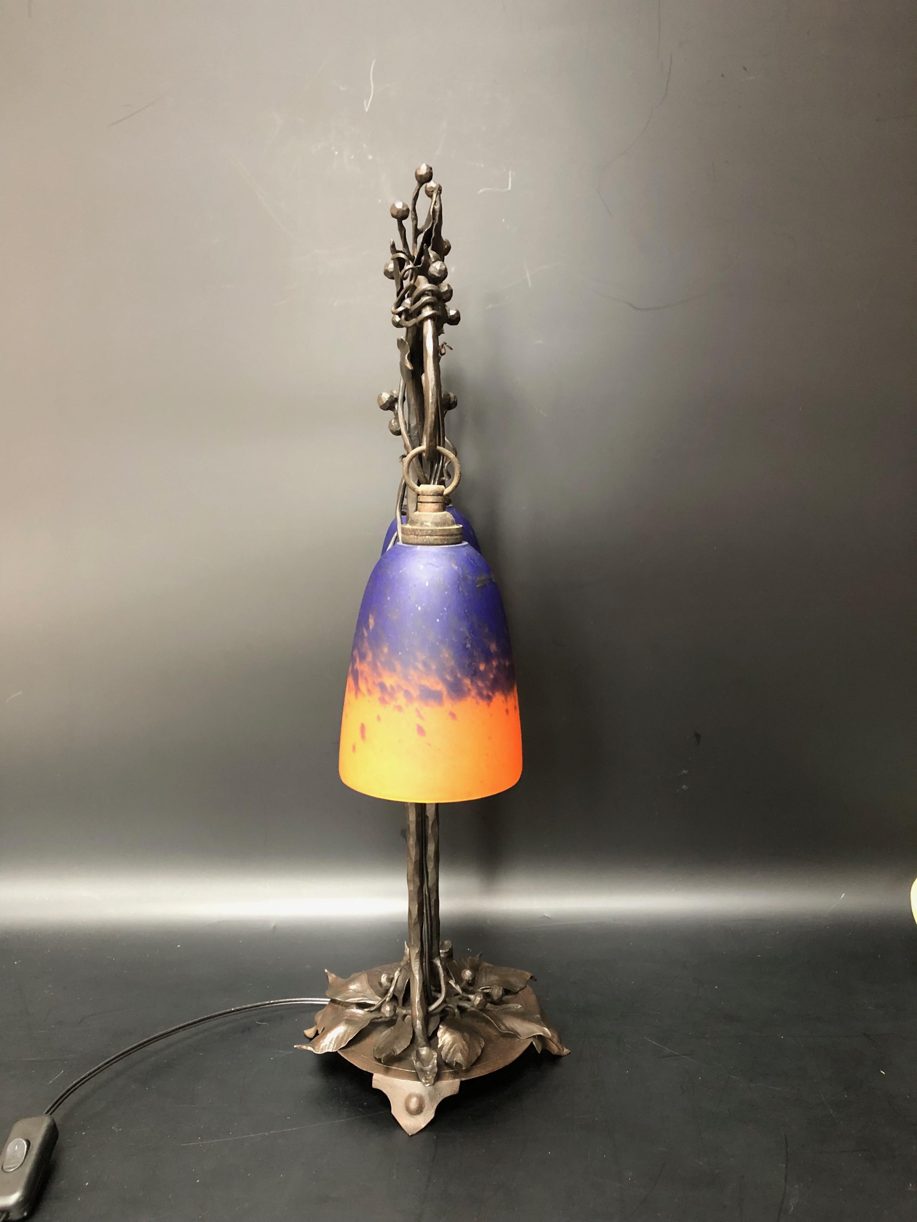 Français Schneider Et Olié Lampe double Art Nouveau en vente