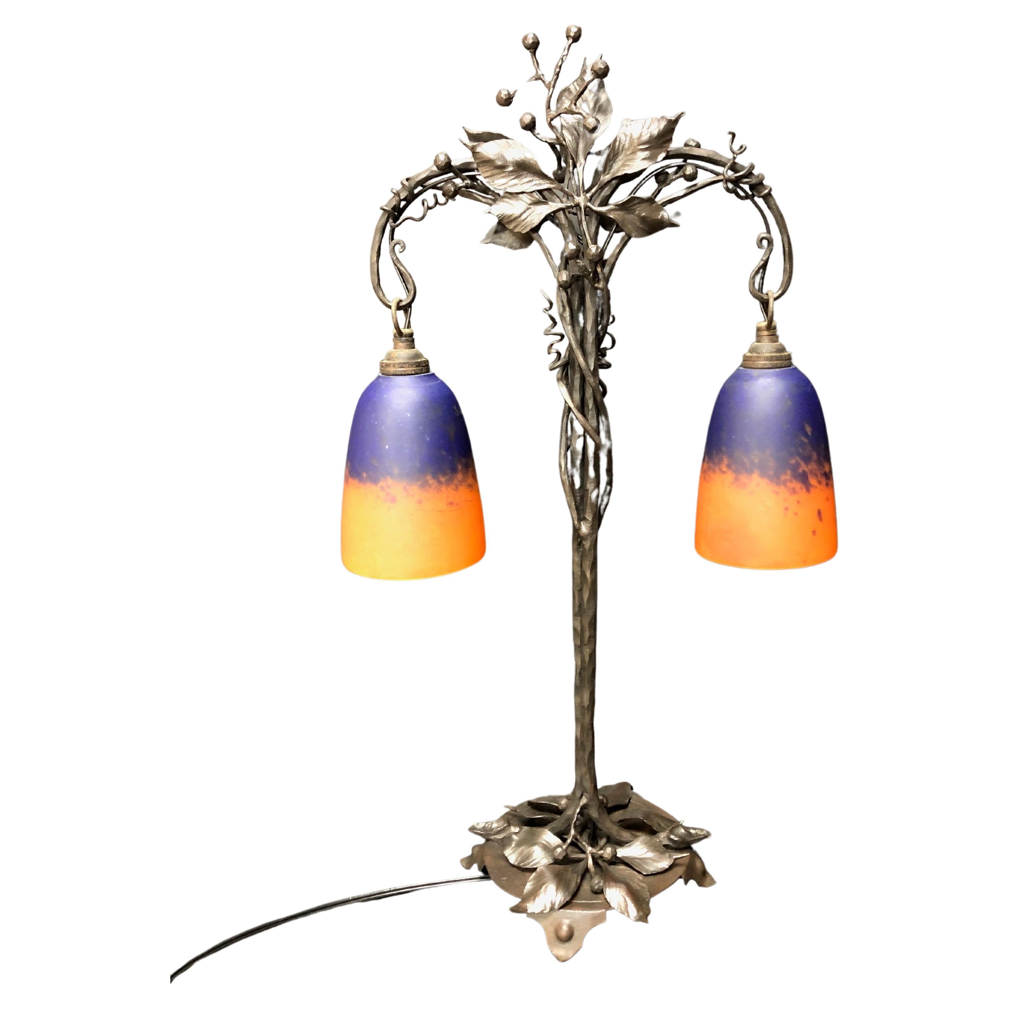 Schneider Et Olié Lampe double Art Nouveau