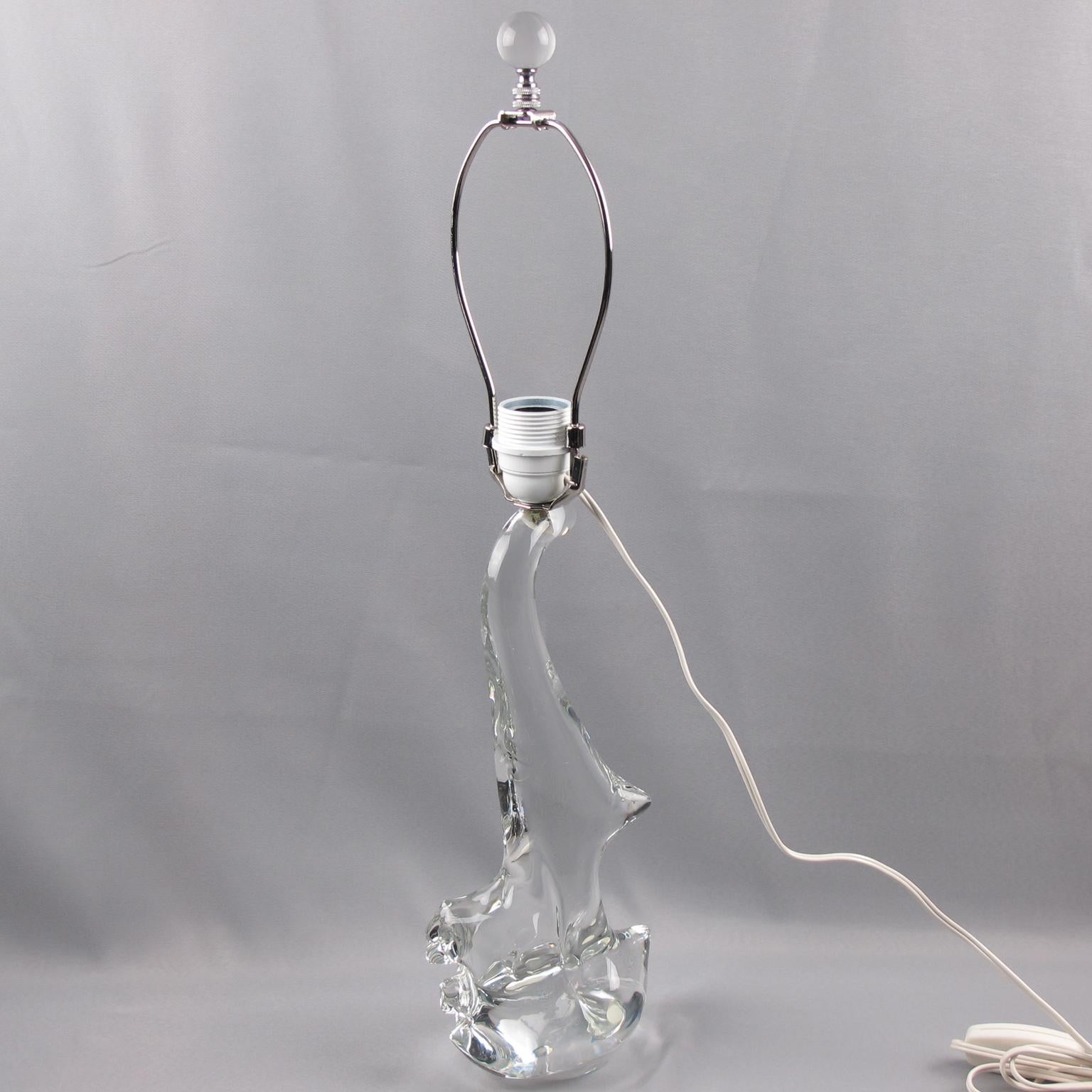 French Schneider France 1950s Crystal Table Lamp