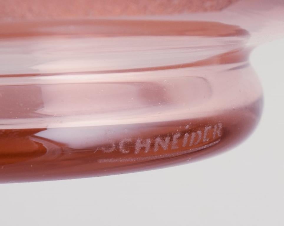 Art Glass Schneider, France. Colossal Art Deco pink art glass bowl. Ca 1940 For Sale