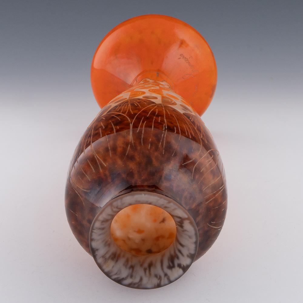 20ième siècle Vase Schneider Le Verre Francais Rubaniers c1925 en vente