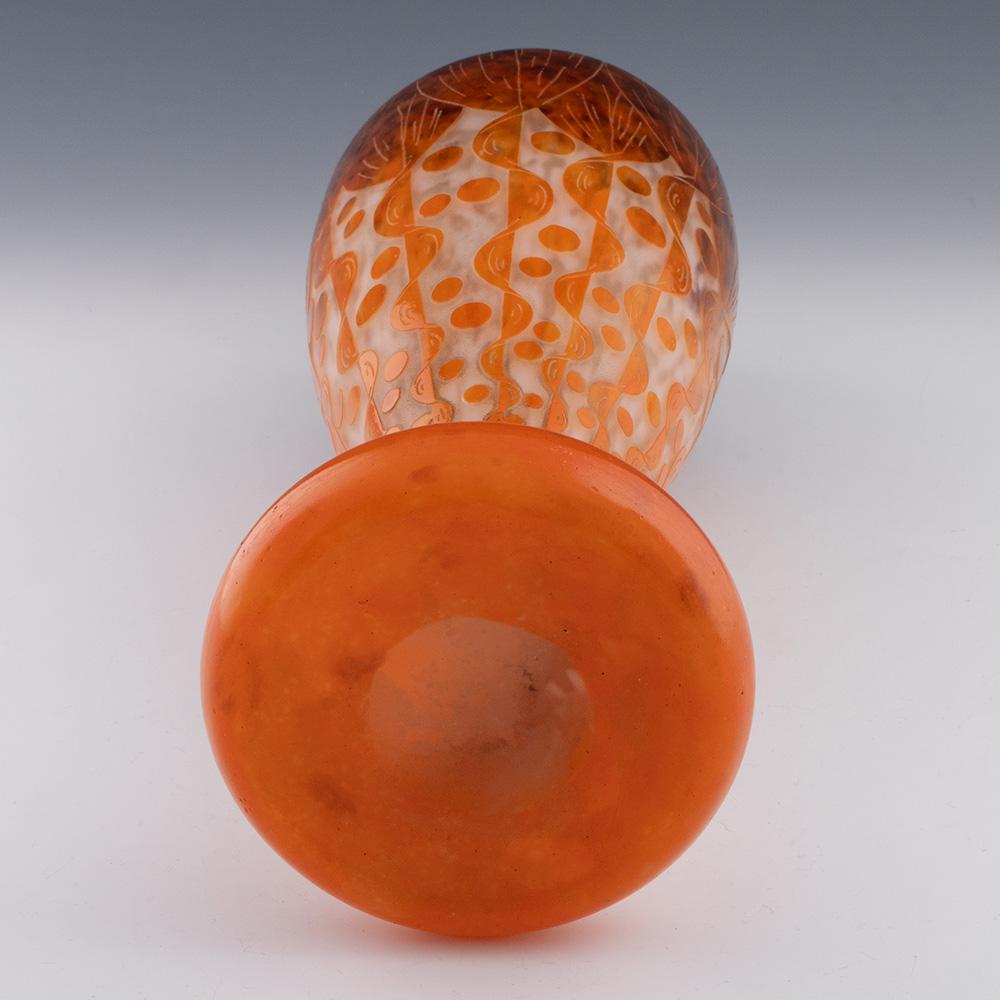 Verre d'art Vase Schneider Le Verre Francais Rubaniers c1925 en vente