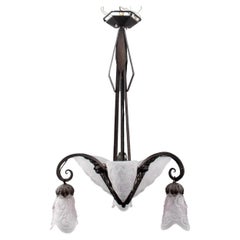 Antique Schneider Manner French Art Deco Chandelier