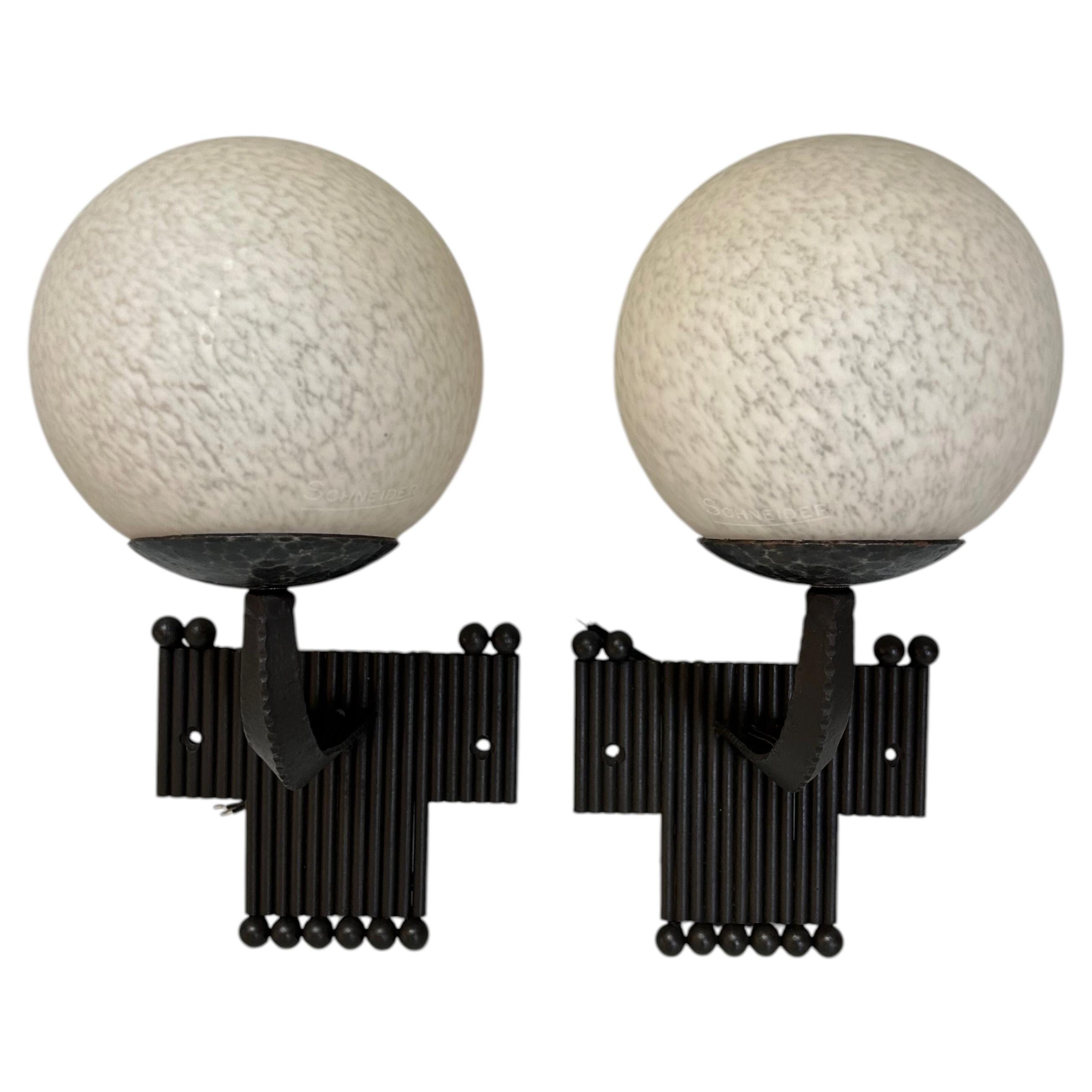 Schneider Pair of Art Deco Wall Lights For Sale