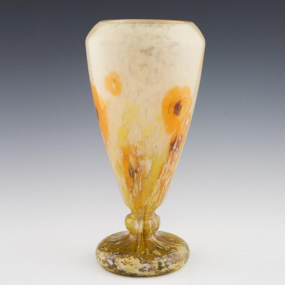 French Schneider Verre Francais Art Deco Glass Poppies Vase 1927-30