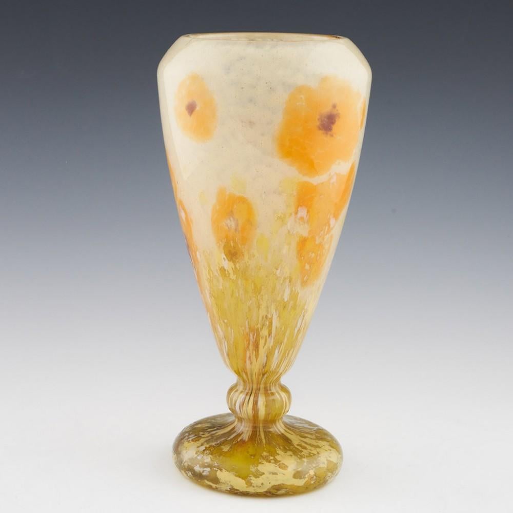 20th Century Schneider Verre Francais Art Deco Glass Poppies Vase 1927-30