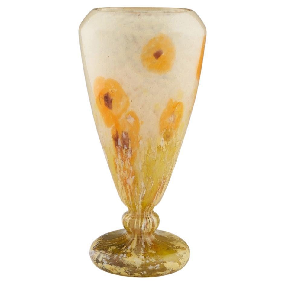 Schneider Verre Francais Art Deco Glass Poppies Vase 1927-30